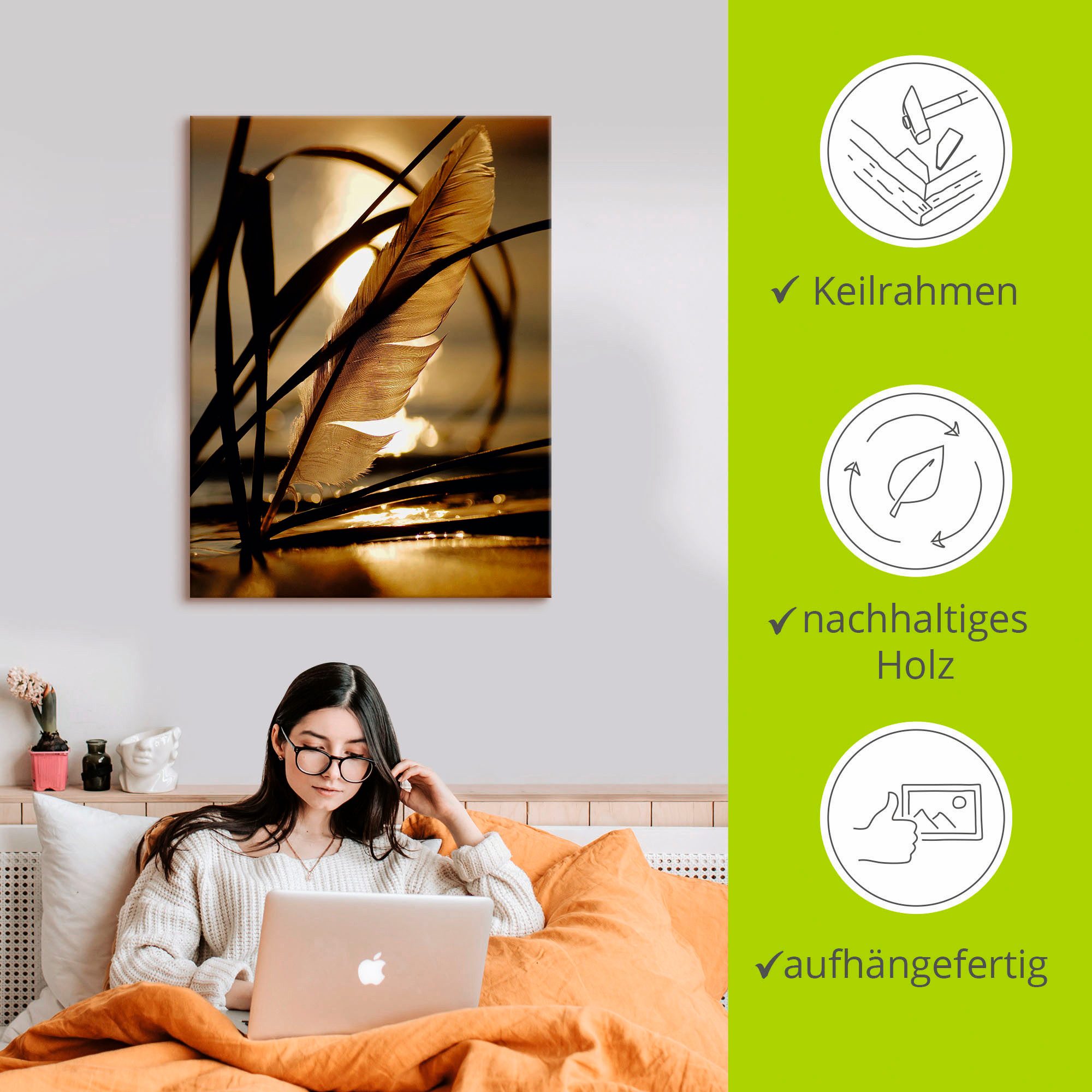 Artland Artprint Veer in het avondlicht als artprint op linnen, poster, muursticker in verschillende maten