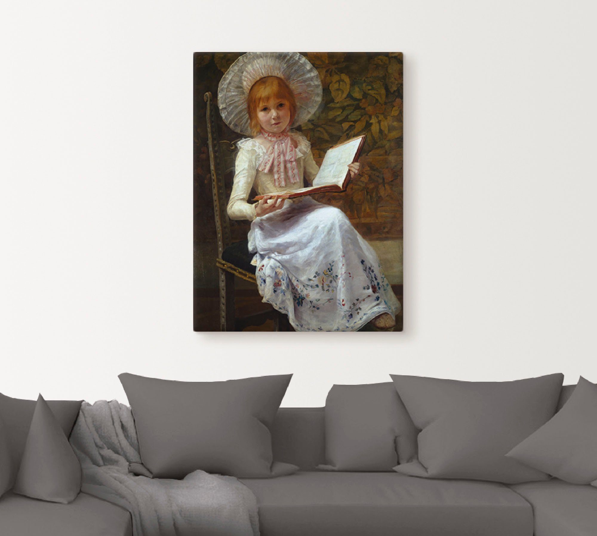 Artland Artprint op linnen Dochter Ida met prentenboek.