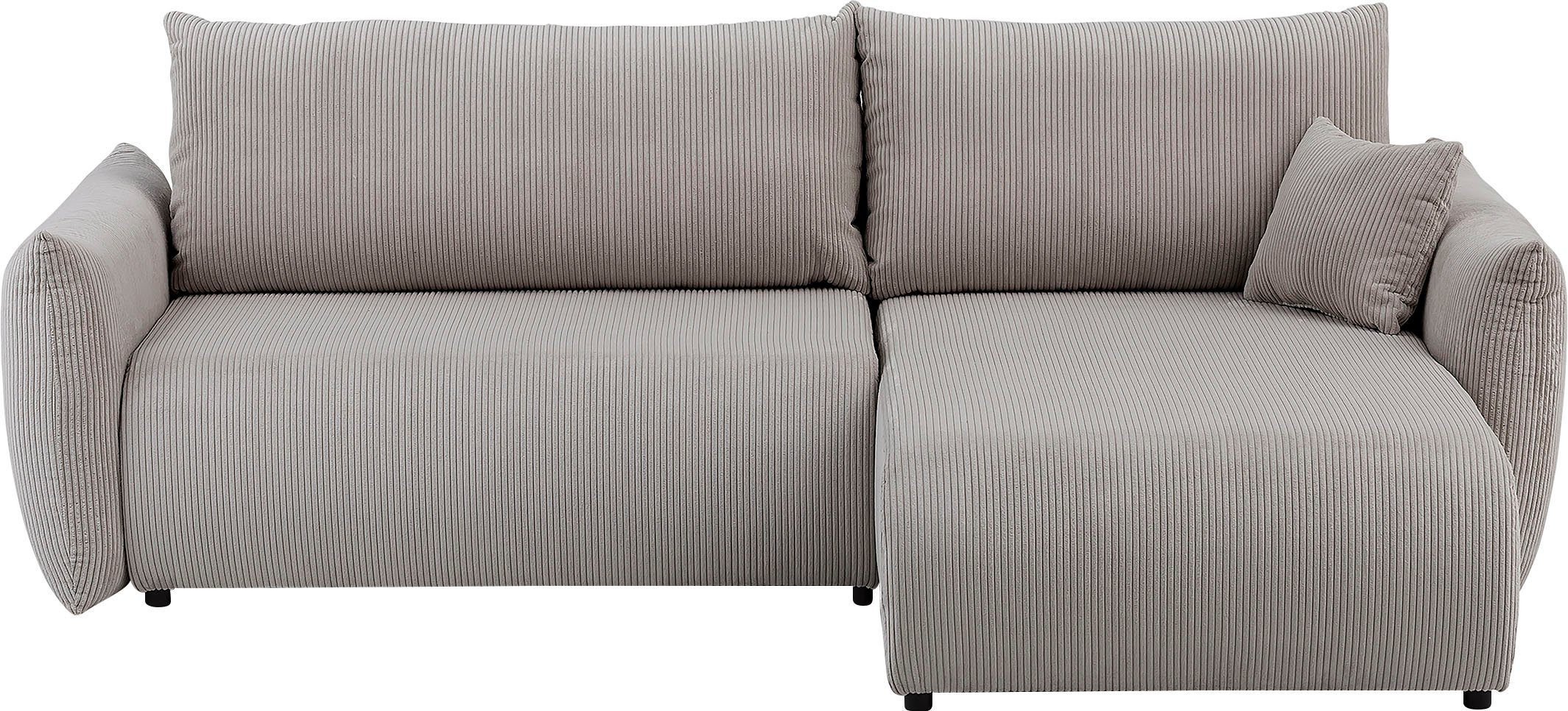 INOSIGN Hoekbank MAVAS bedbank met bedkist, L-model, ca. 257/127 cm (ligoppervlak 212/145 cm), ribfluweel, chenille, structuur