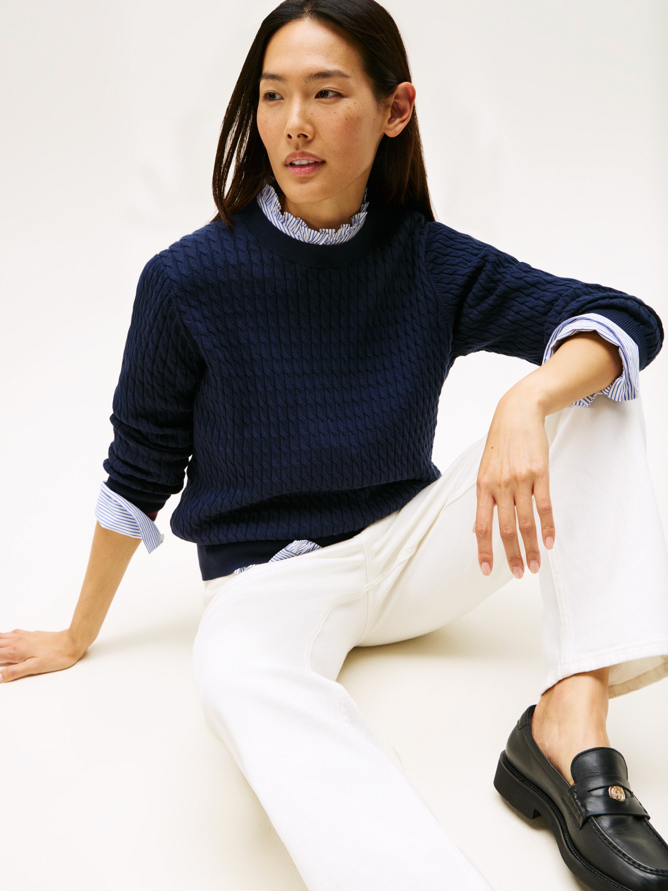 Tommy Hilfiger Trui met ronde hals CO CABLE C-NK LS SWEATER