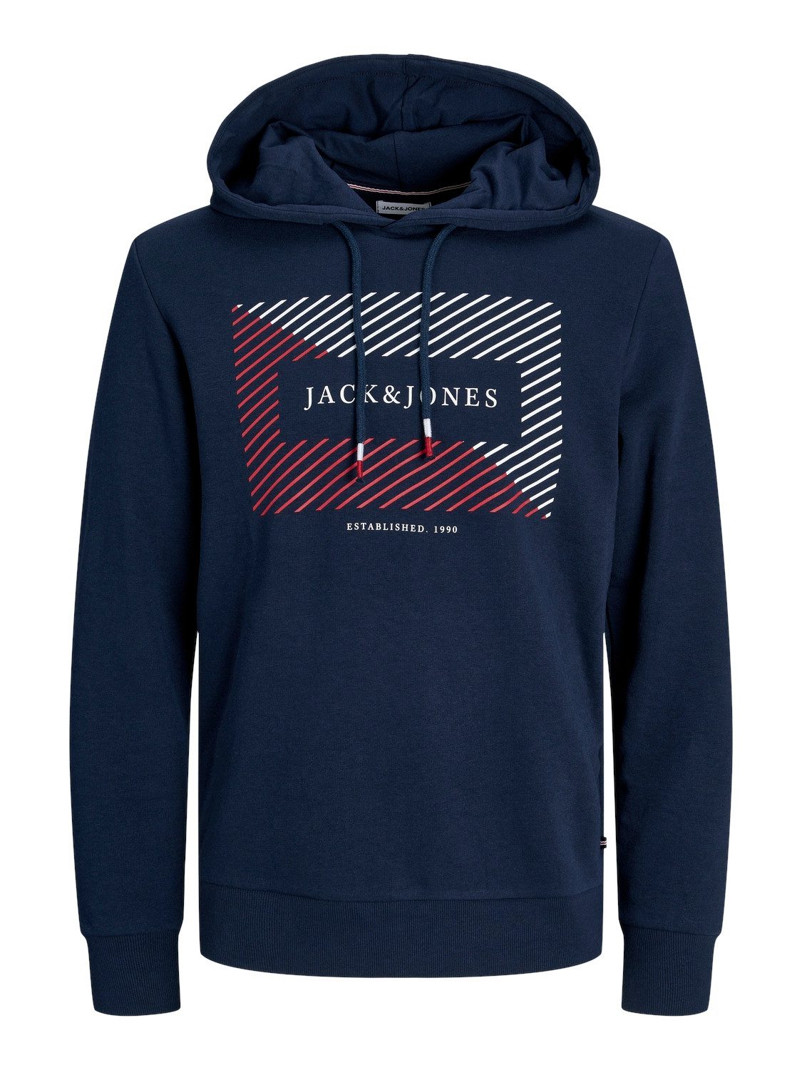 Jack & Jones Hoodie JJCYRUS SWEAT HOOD: Komfortable Baumwollmischung mit coolem Gummidruck (Casual hoodie: basic snit & levendige print)