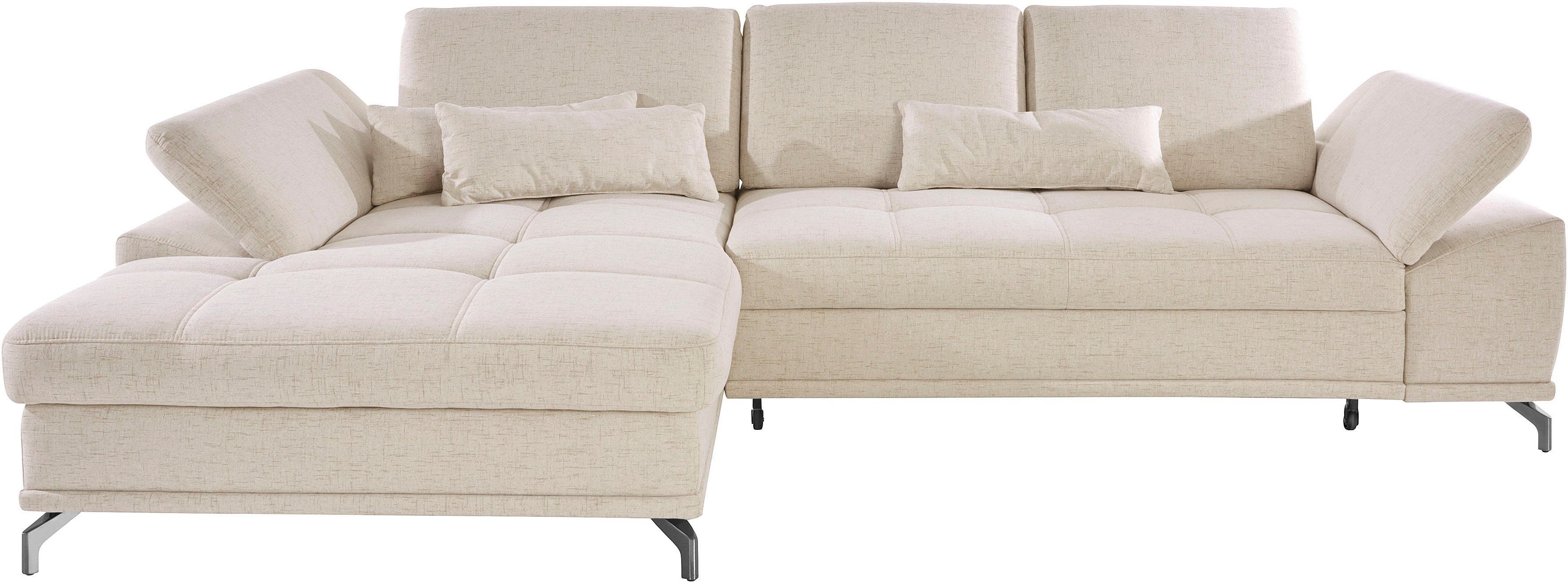 Places of Style Hoekbank Costello L-vorm, met zitdiepteverstelling, armleuningverstelling en