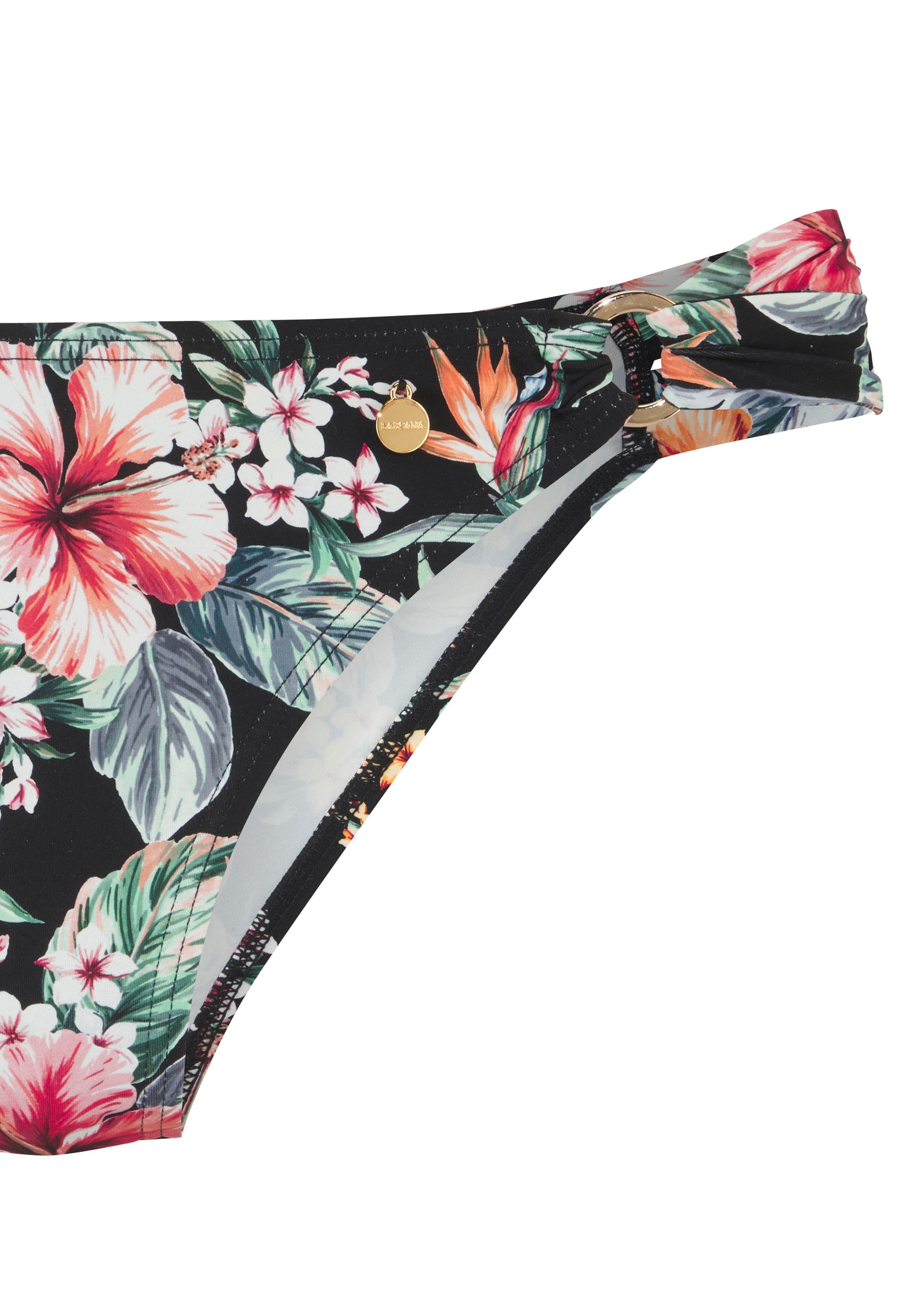 Lascana Bikinibroekje Salsa met sierringen en geweldig bloemenprint