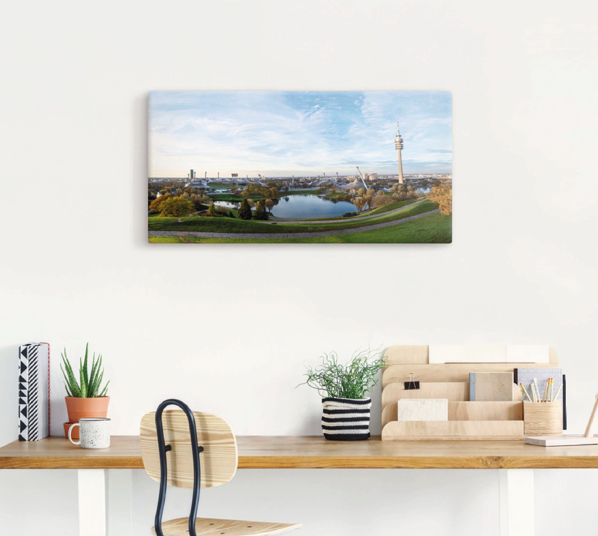Artland Artprint op linnen Olympiapark in München gespannen op een spieraam