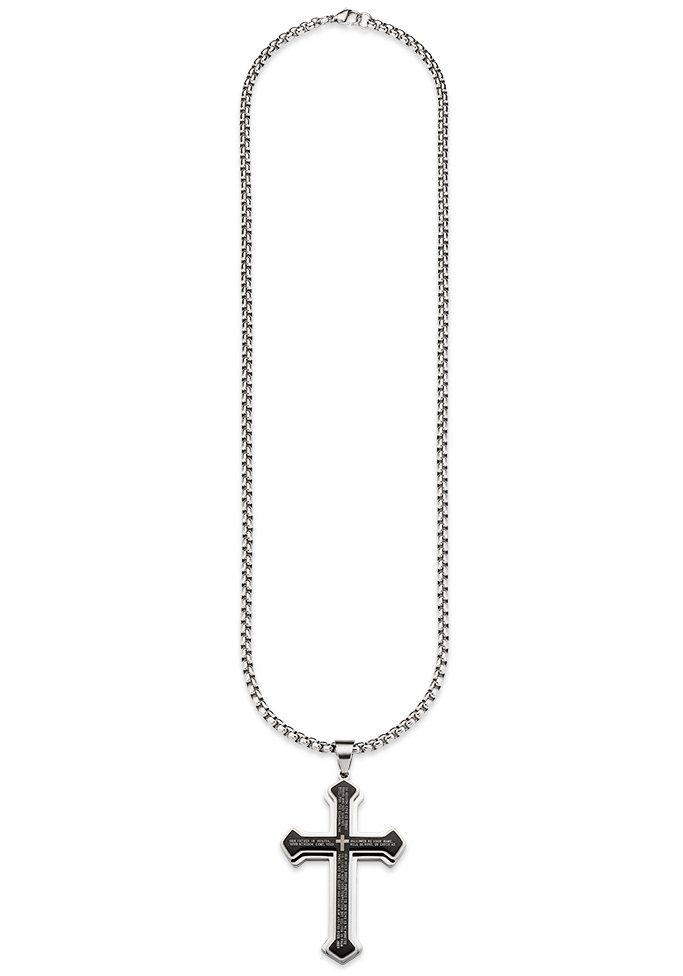 Bruno Banani Ketting met hanger Sieraad cadeau halsketting kruis Venetiaanse ketting zilver zwart