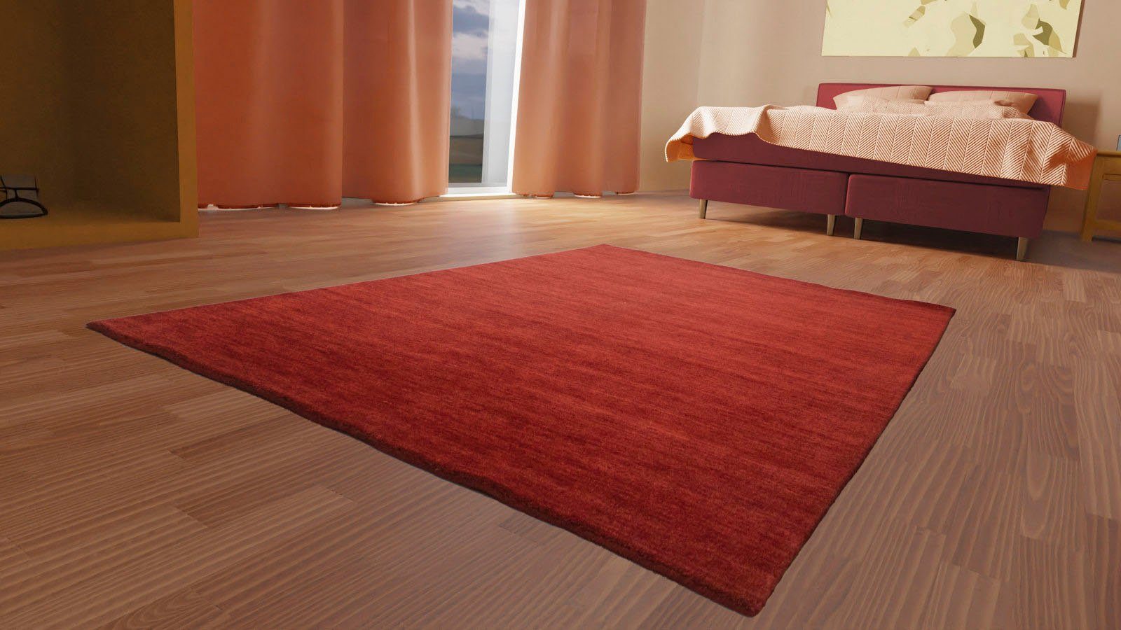 morgenland Wollen kleed Uni - Gabbeh tapijt - Softy Gabbeh look, uni kleuren, 100% wol, zeer zachte pool, woonkamer wollen vloerkleden maat 170 cm x