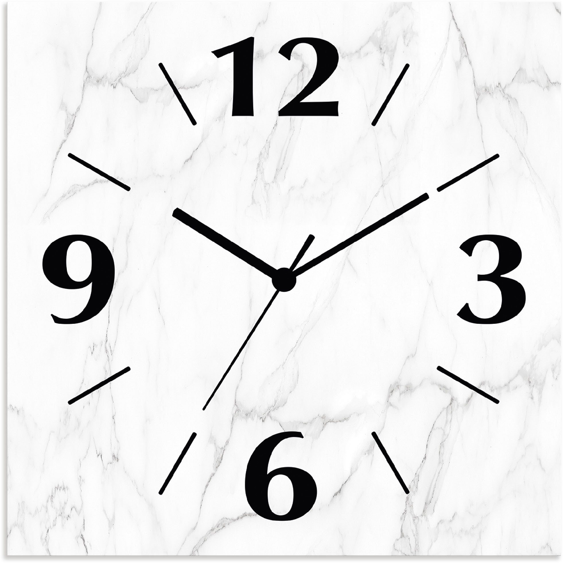 Artland Wandklok Witte marmer textuur optioneel verkrijgbaar met kwarts- of radiografisch uurwerk, geruisloos zonder tikkend geluid