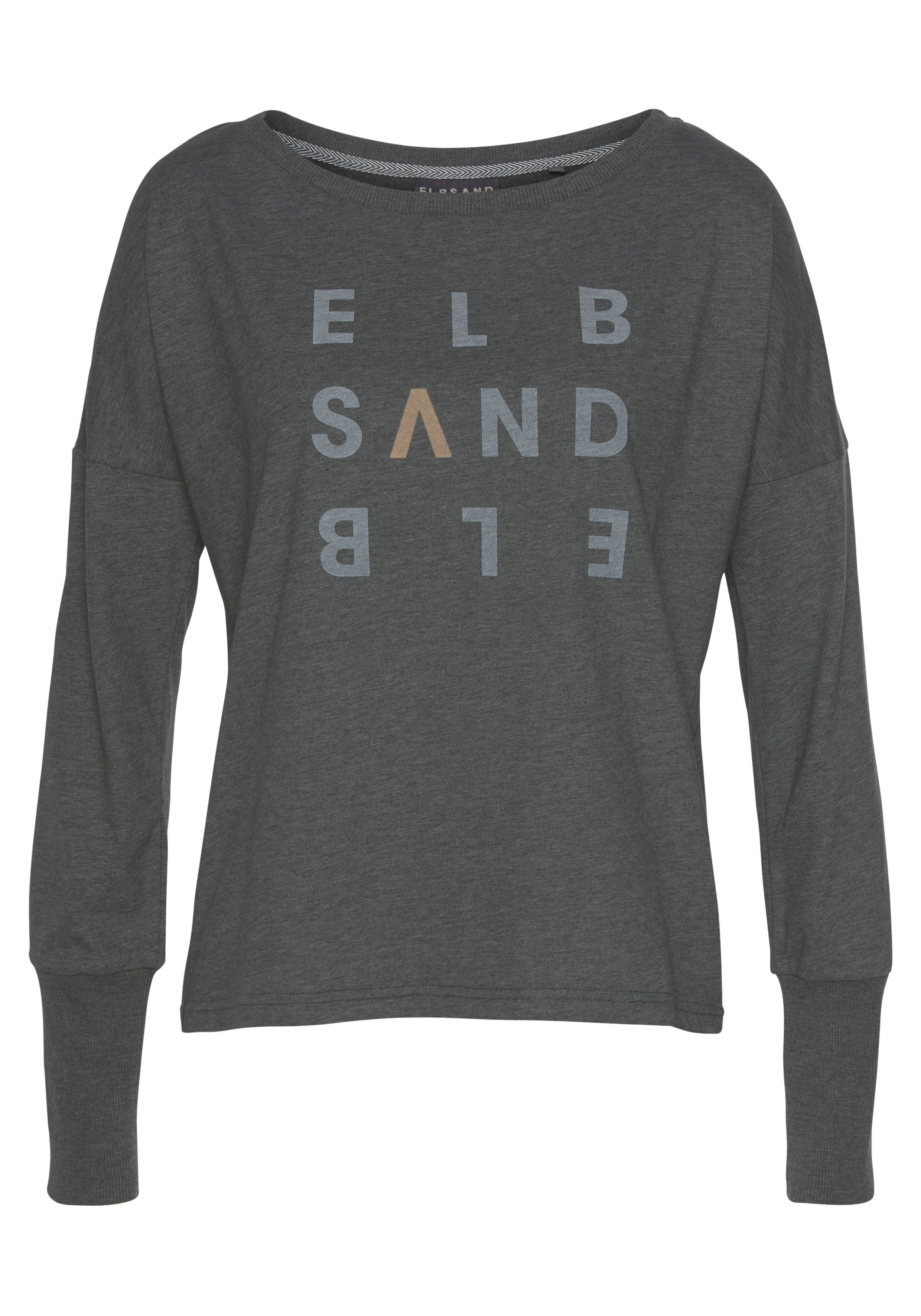 Elbsand Longsleeve Ingrun met logoprint op de voorkant shirt met lange mouwen van een katoenmix sportief-casual