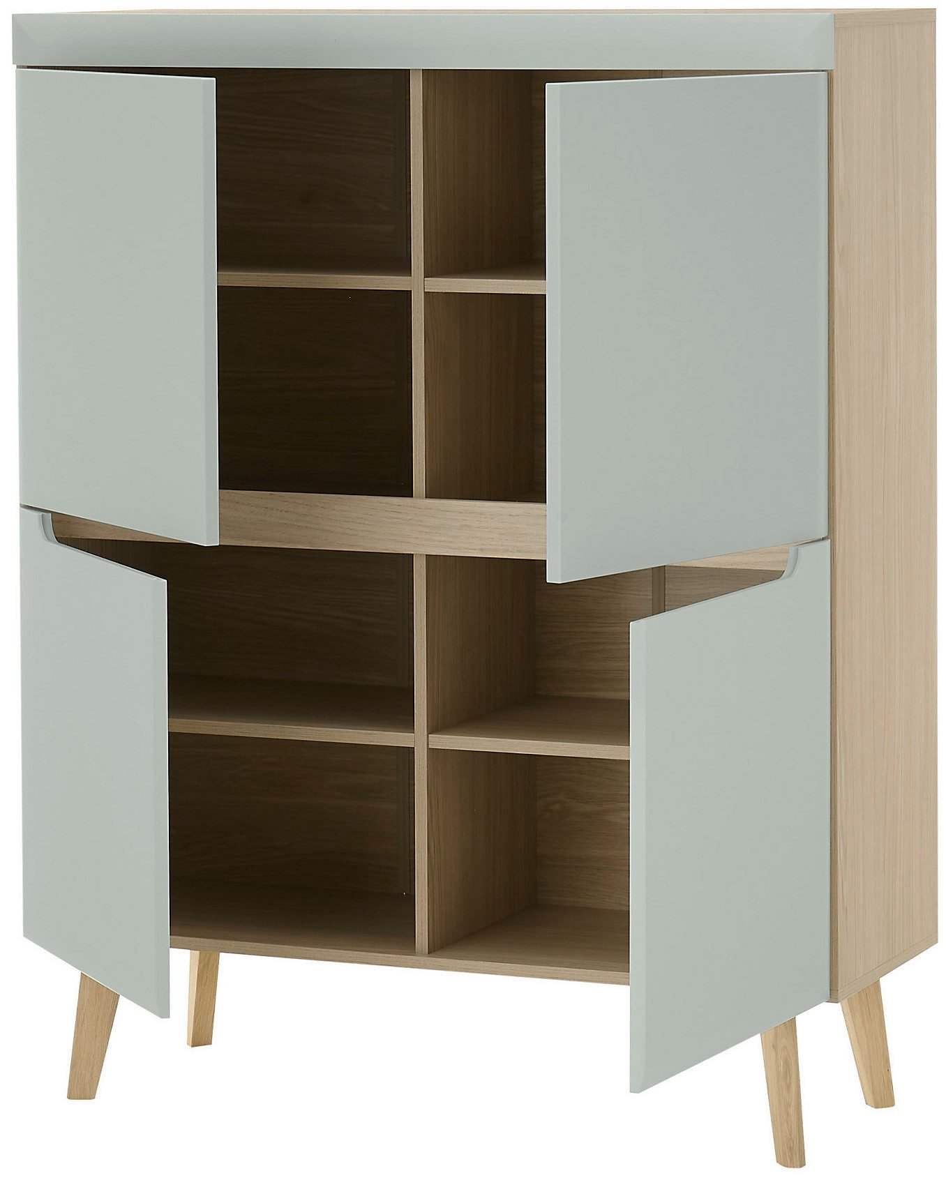 INOSIGN Wandmeubel Torge, wandmeubel, kastwand, mediawand, woonkamer-set bevat 1 vitrine, 1 lowboard, 1 highboard + 1 wandplank, 360 cm breed (set, 4-delig)