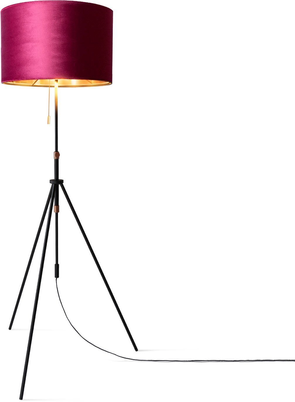 Paco Home Staande lamp Naomi uni Color Woonkamer in hoogte verstelbaar 121,5 tot 176,5 cm trekschakelaar velours vloerlampen zwart