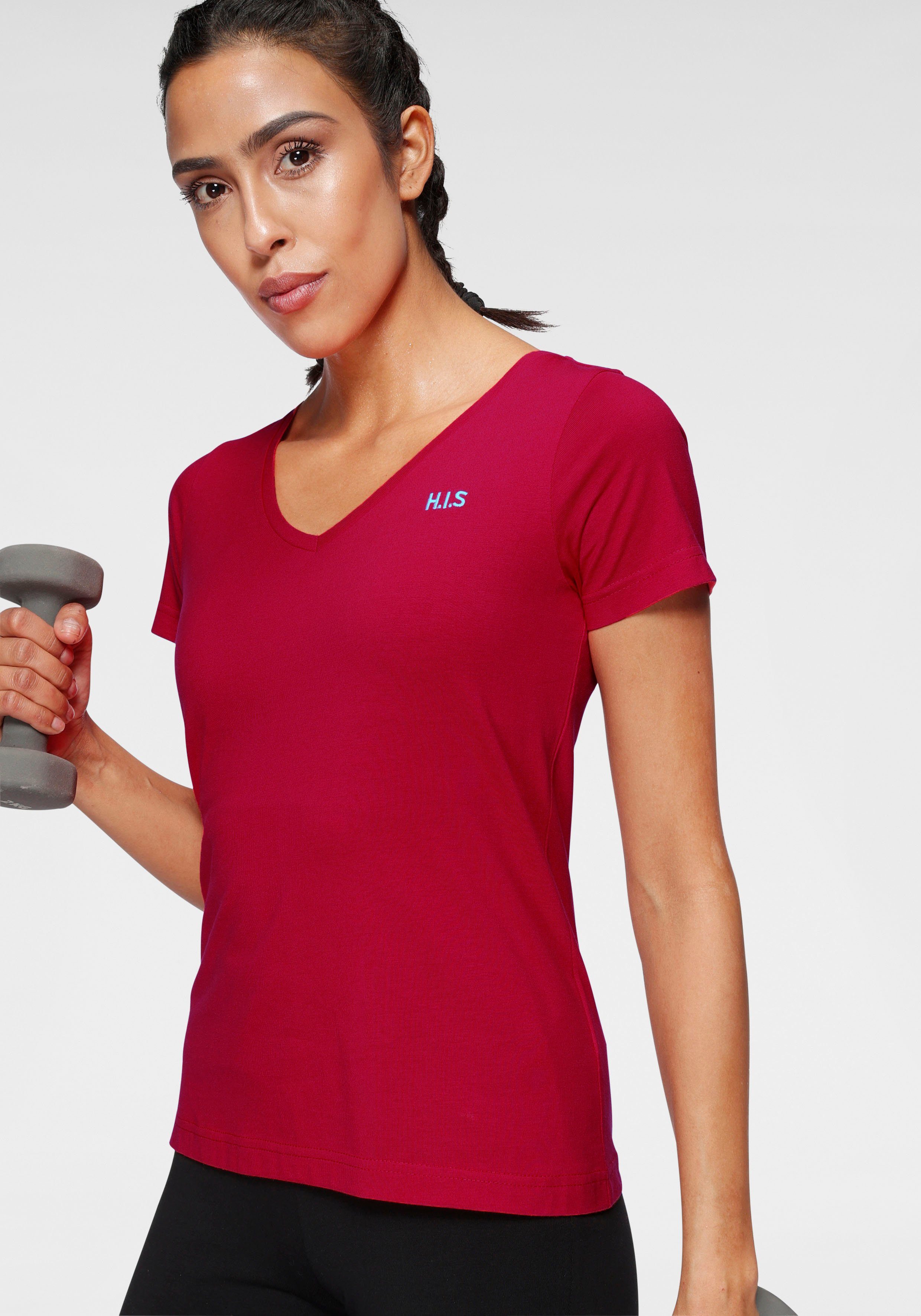 H.I.S T-shirt Essential basics heup-lange pasvorm, figuuraccentuerende snit, van 100% katoen (Set van 3)