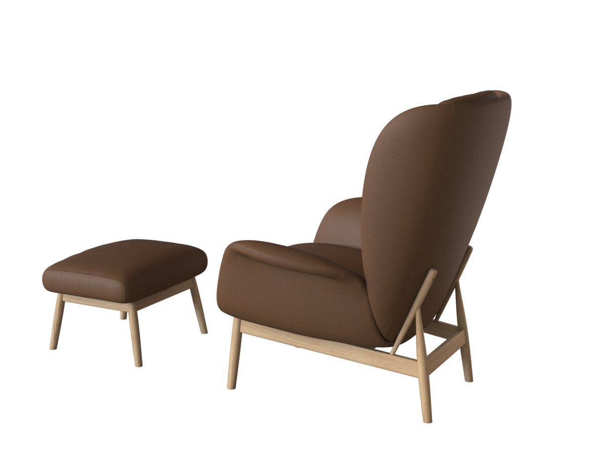 FLEXLUX Oorfauteuil Padova Stijl & comfort, organische vorm, geïntegreerde lendesteun, eikenhouten voet