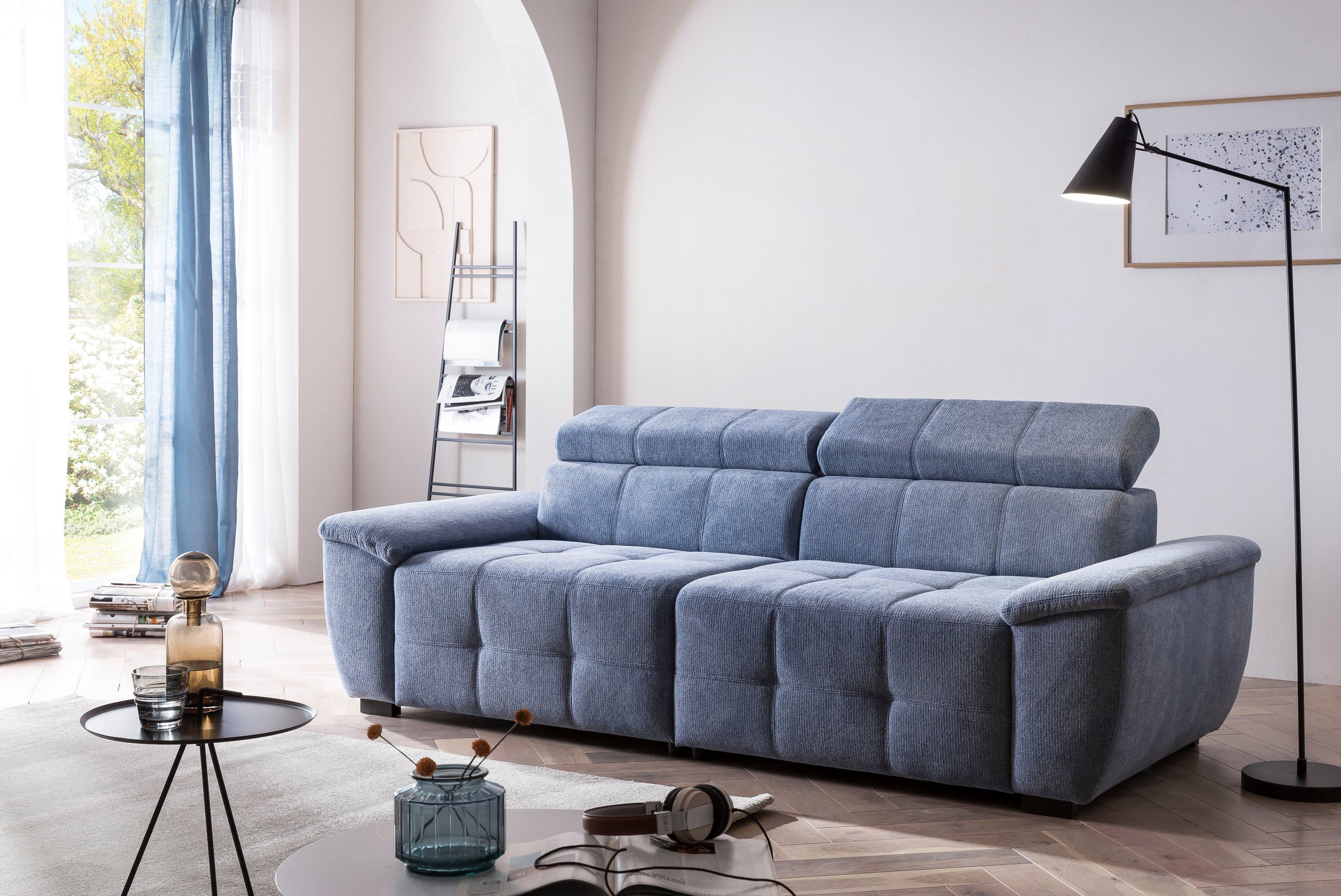 exxpo - sofa fashion Megabank Exxpo MAVERICK, zachte bekleding, hoog zitcomfort incl. verstelbare hoofdsteunen, complexe detailafwerking