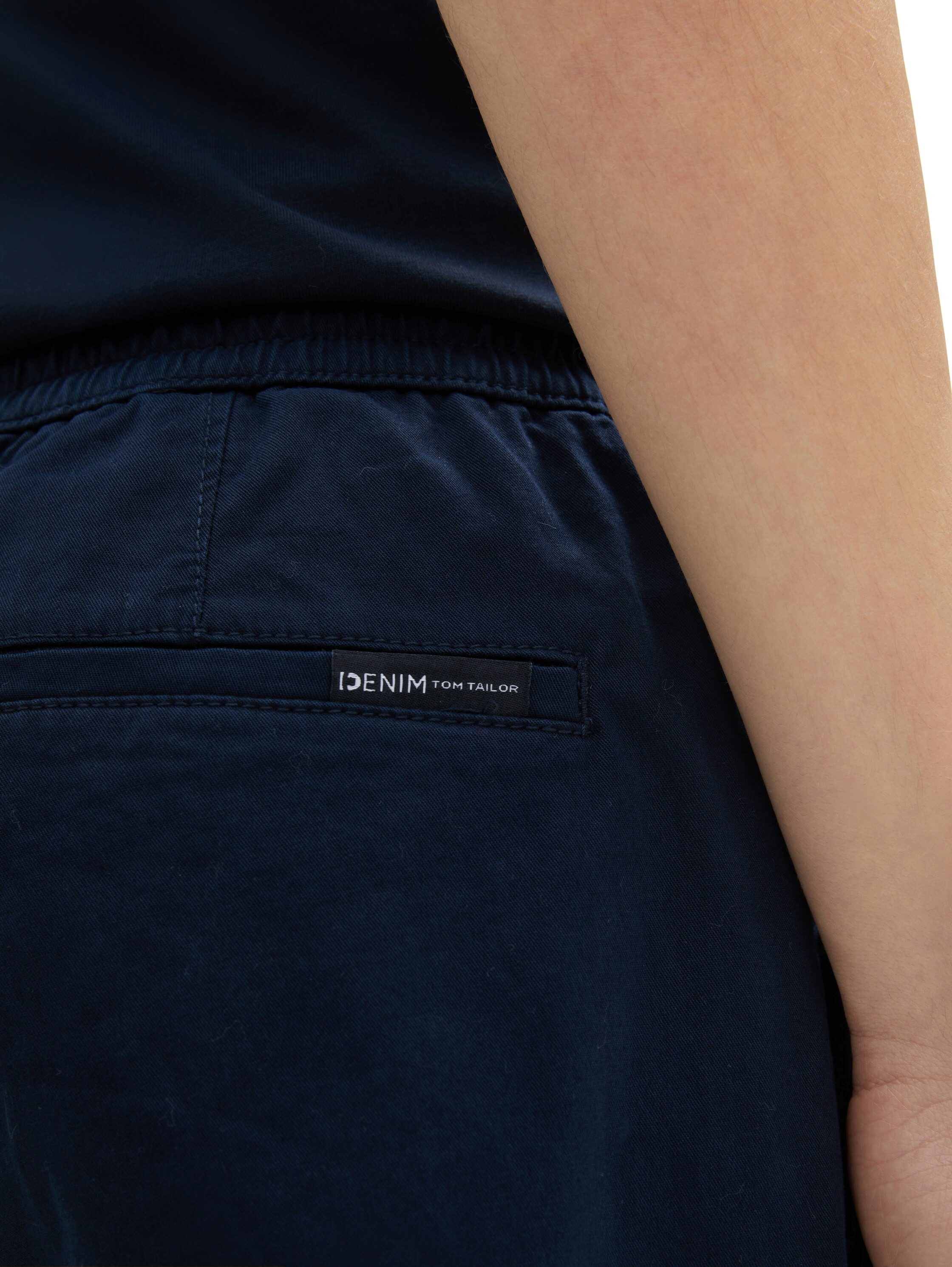 Tom Tailor Denim Chino met elastische band aan de broekspijp en bindband heren chino's maat S blauw