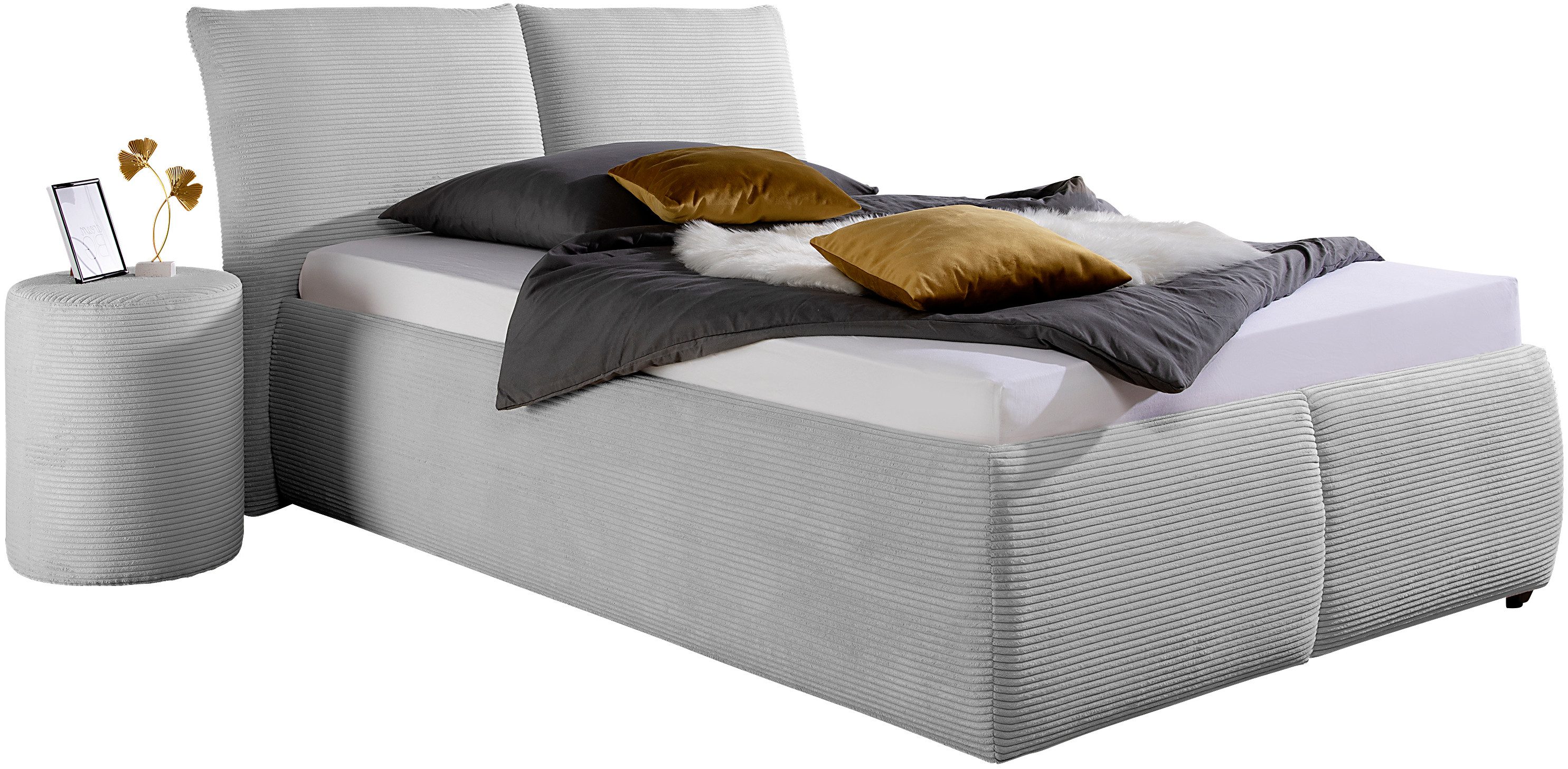 Maintal Gestoffeerd bed Wiesenbach, met cord-stof optioneel in hardheidsgraad h2, h3 of h4