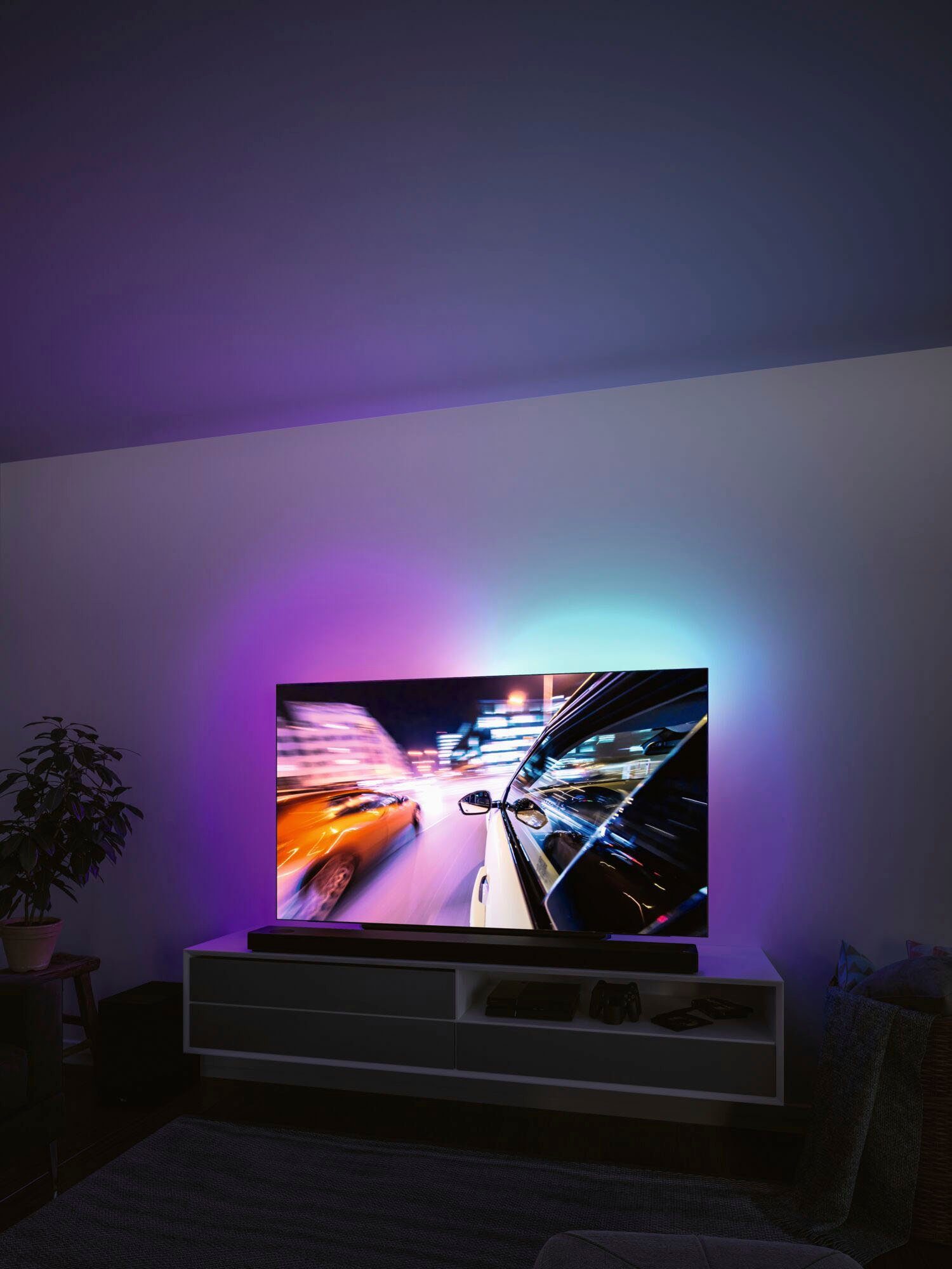 Paulmann Led-strepen USB LED Strip TV-Verlichting 65 Inch 2,4m Dynamic Rainbow RGB 4W (1 stuk)