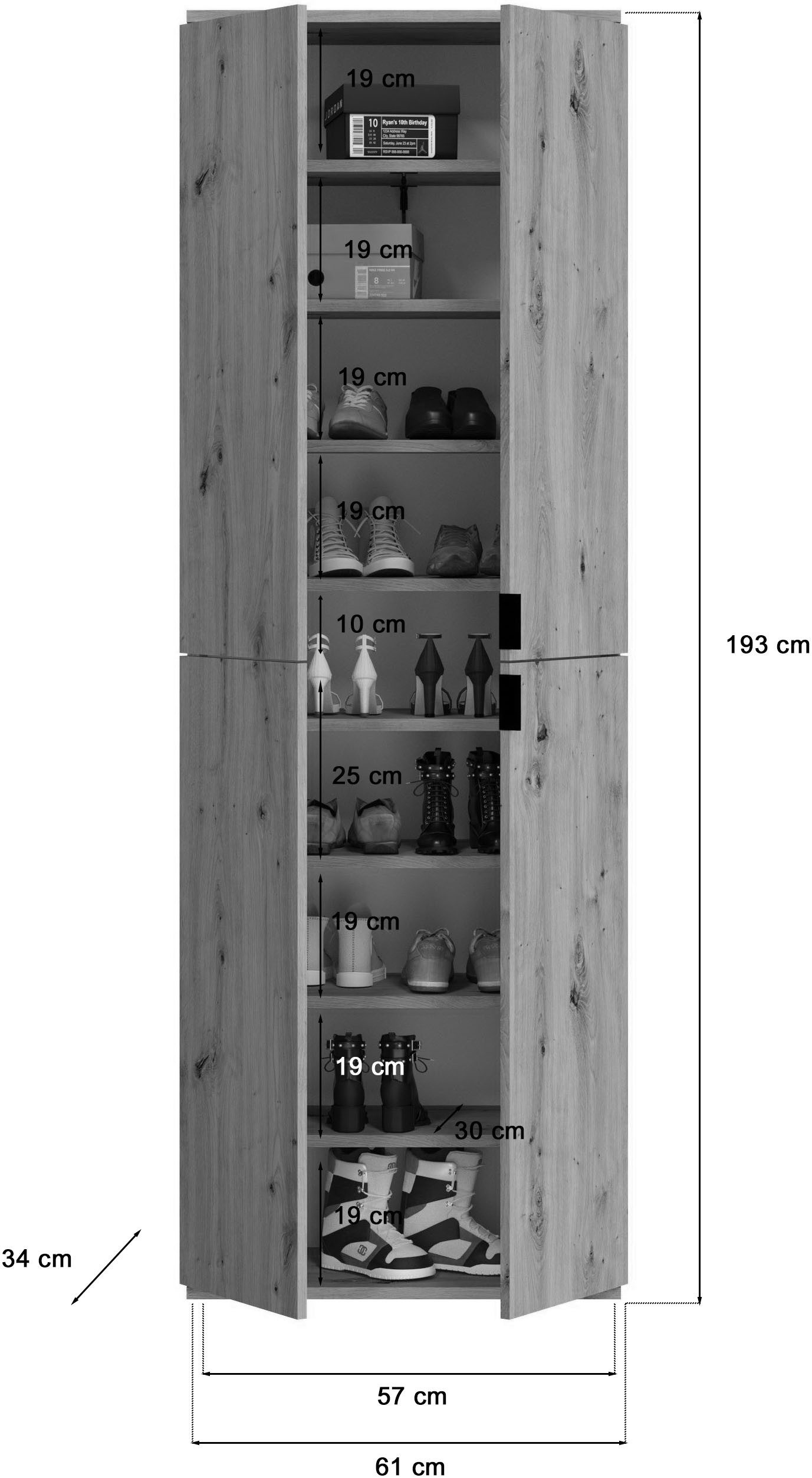INOSIGN Halmeubelset Trondheim, Breedte 243 cm, 5-delig, bestaande uit: 2x garderobekast, 1 commode, 1 kledingstang, 1 legplank (set, 4-delig)