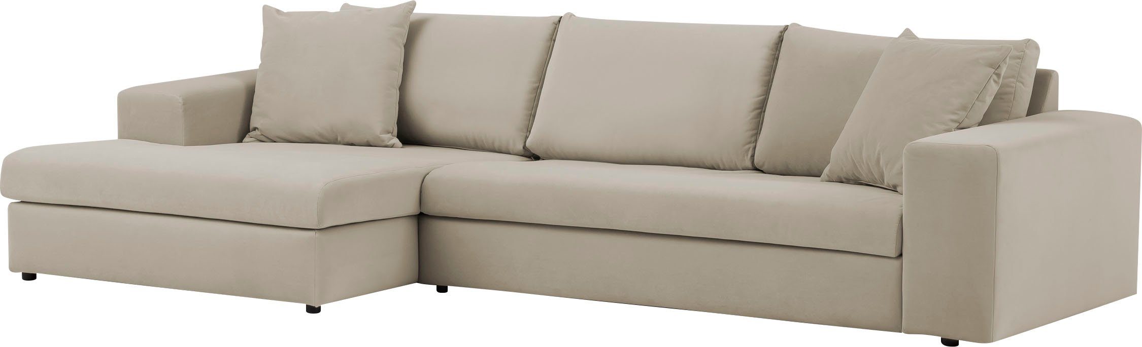 andas Hoekbank SLEETLAND XXL van fluweel of in vintage leer-look, L-model,