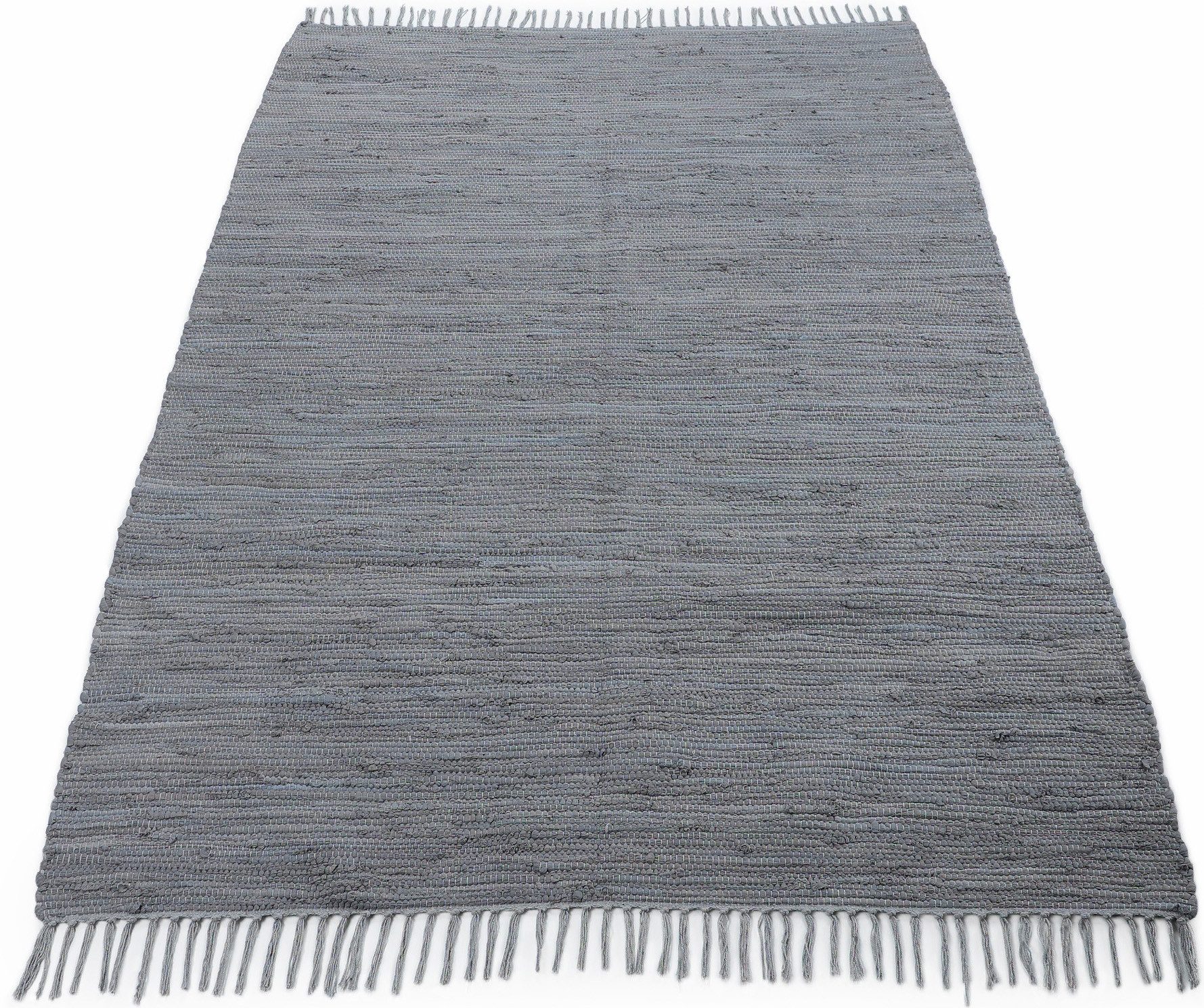 carpetfine Vloerkleed Kelim Chindi uni Tweezijdig te gebruiken kleed, puur katoen, met de hand geweven, unikleuren, met franje