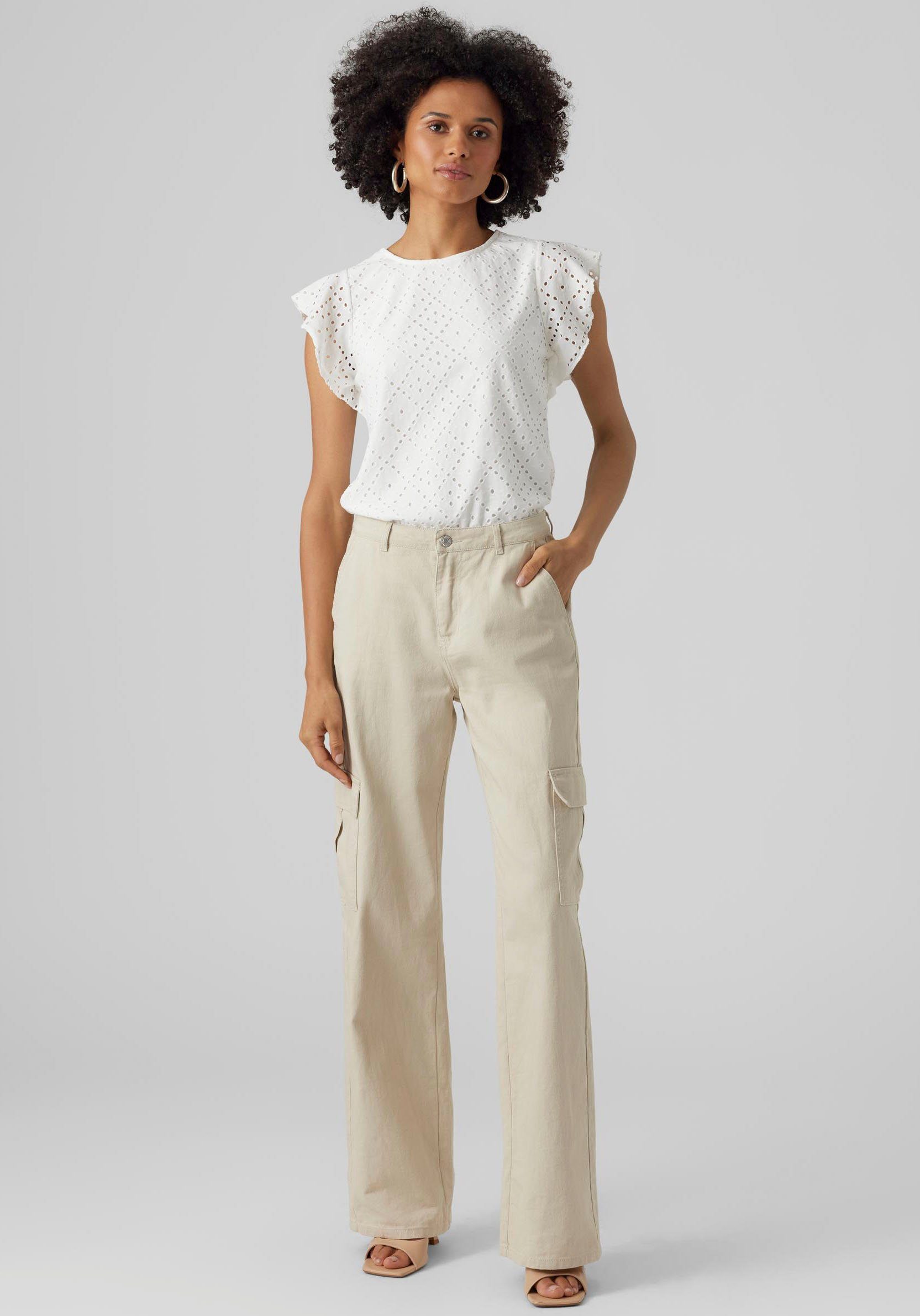 Vero Moda Shirt met ronde hals VMTASSA SL FRILL TOP NOOS