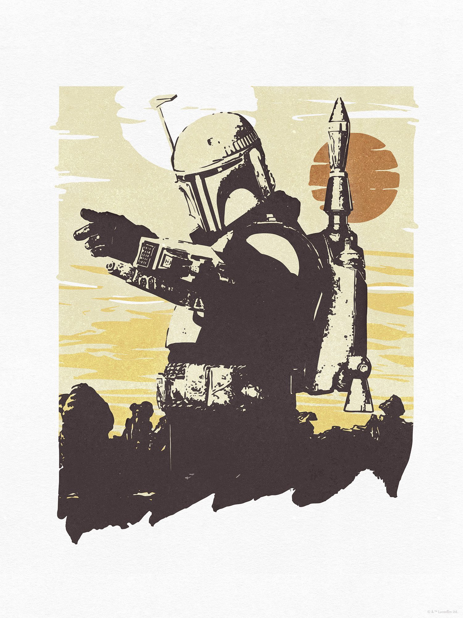 Komar Artprint Star Wars Boba Fett Illustration Target 300 x 280 cm (breedte x hoogte) - behang, vlies, woonkamer, slaapkamer (1 stuk)