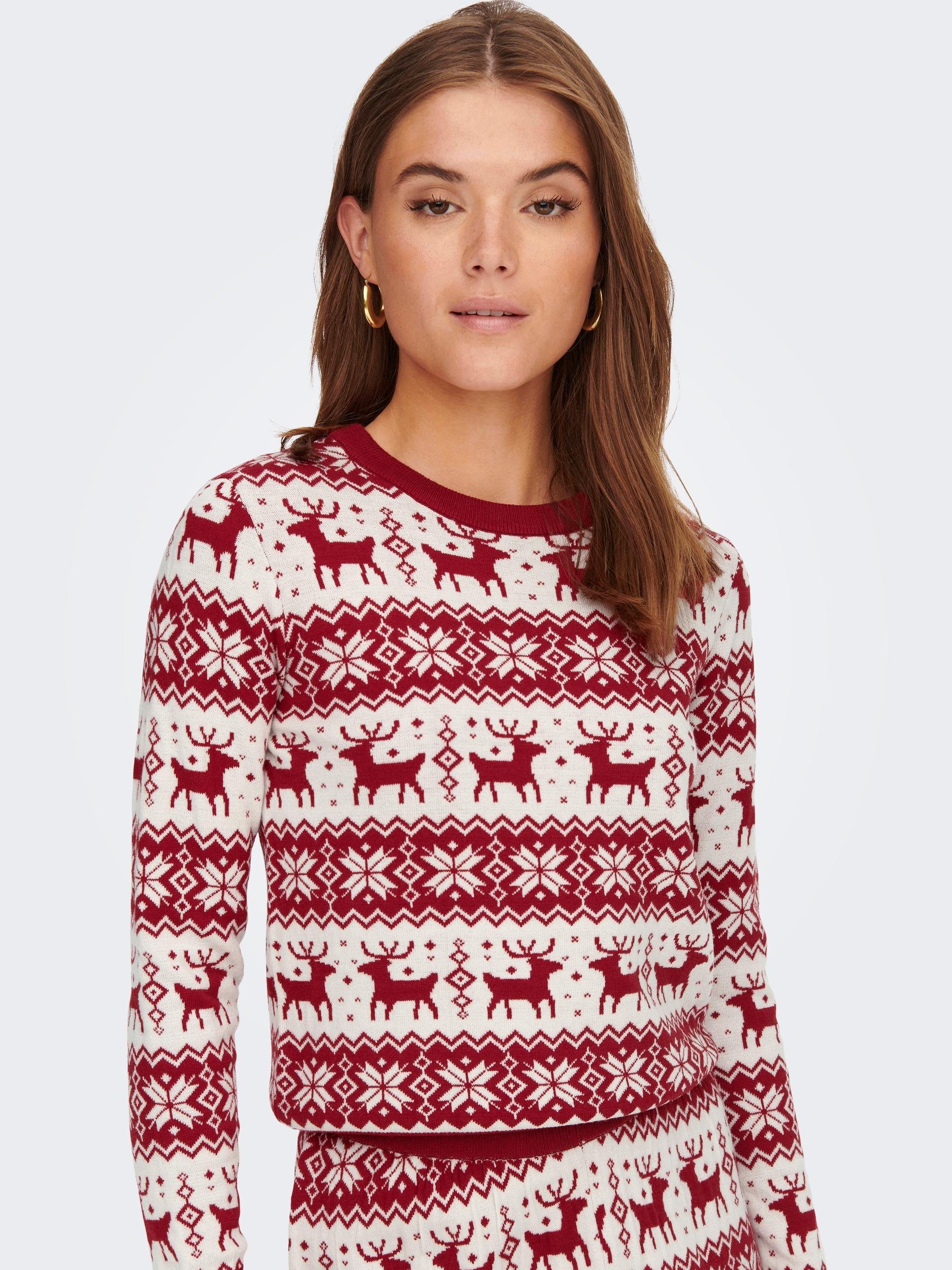 Only Kersttrui ONLXMAS COMFY SNOWFLAKE L/S PULLOVER KNT