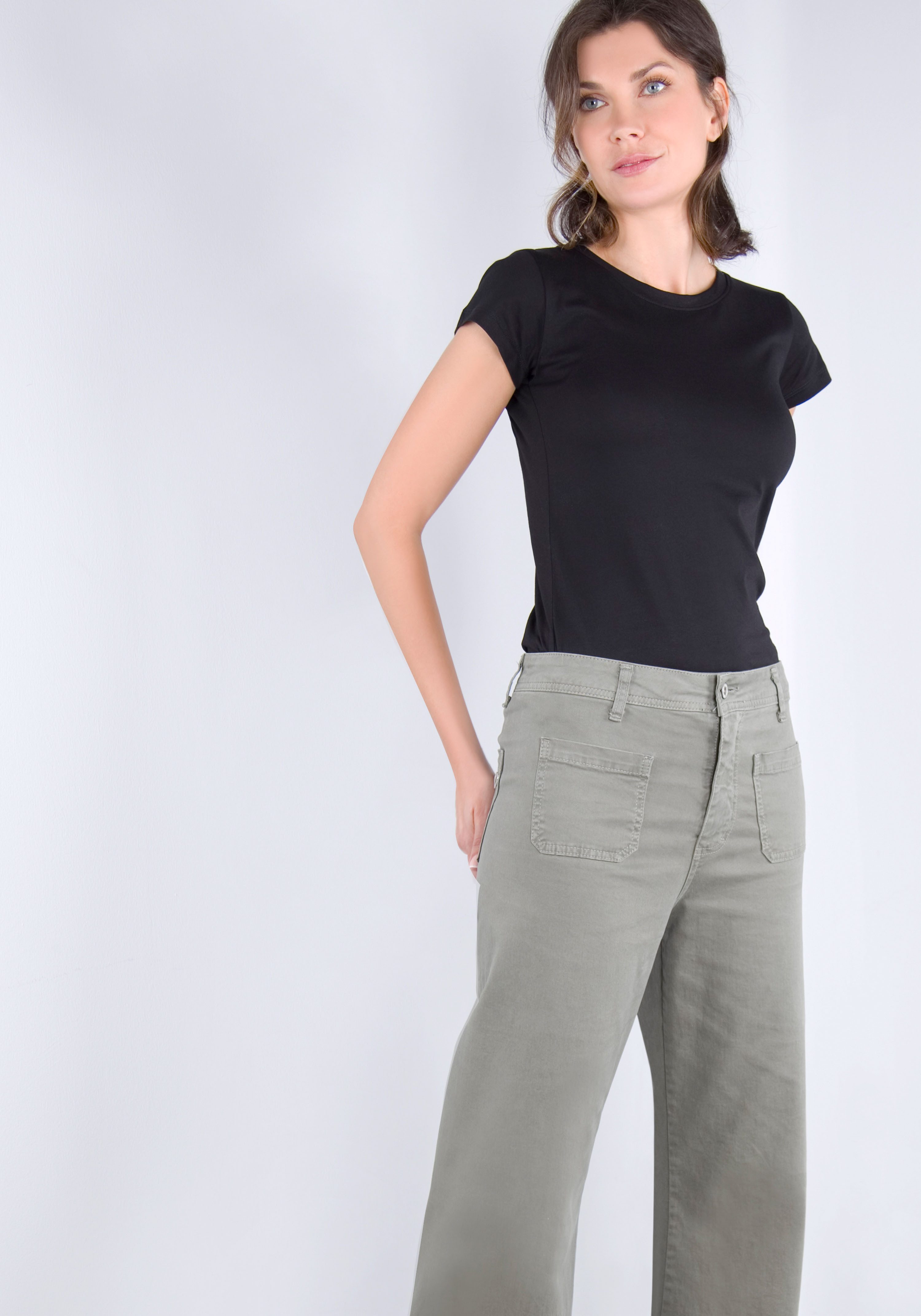 Please Jeans Broek met wijde pijpen van hoogwaardige katoenmix met stretch