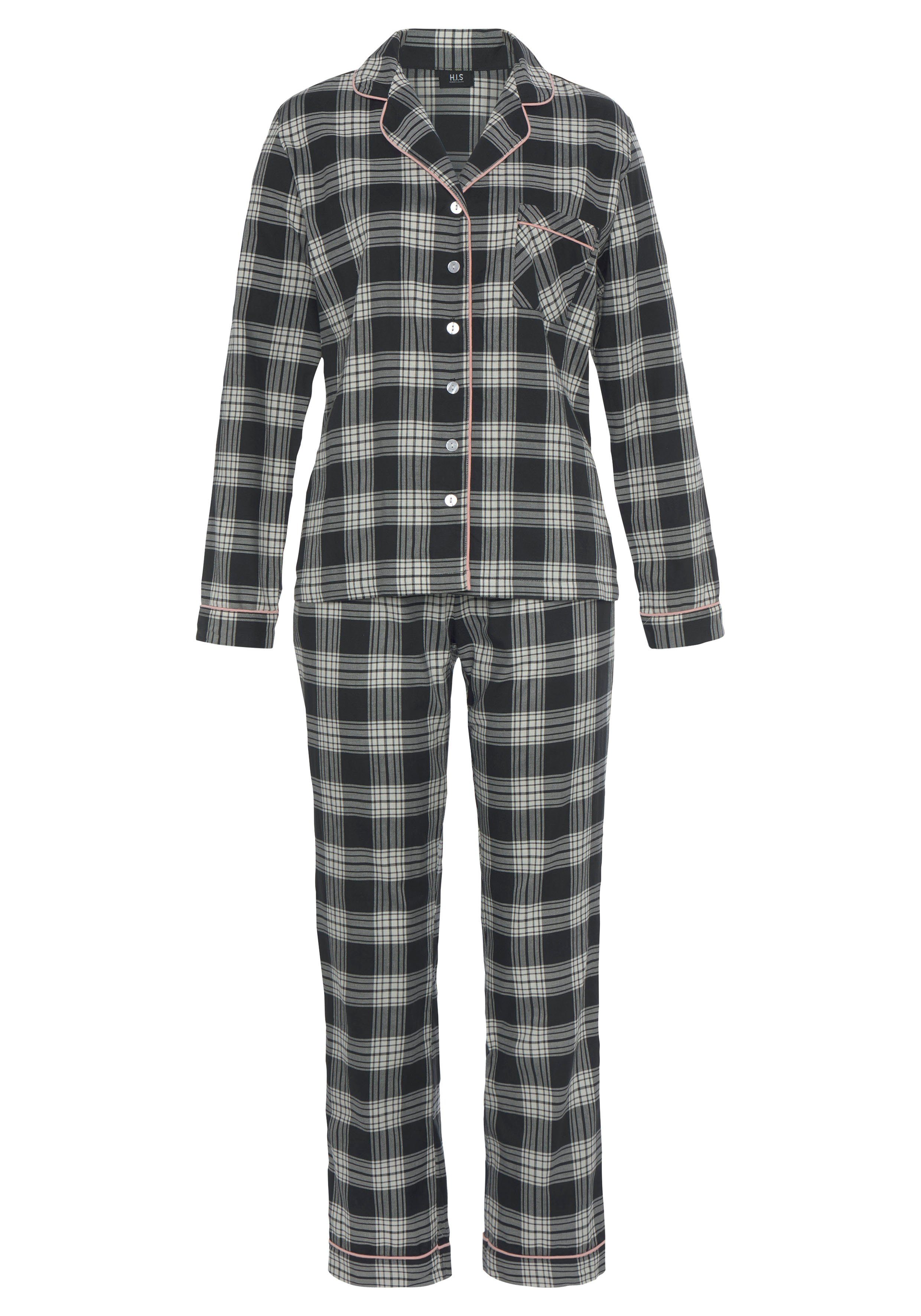 H.I.S Pyjama van flanel met alover ruitpatroon (set, 2-delig)