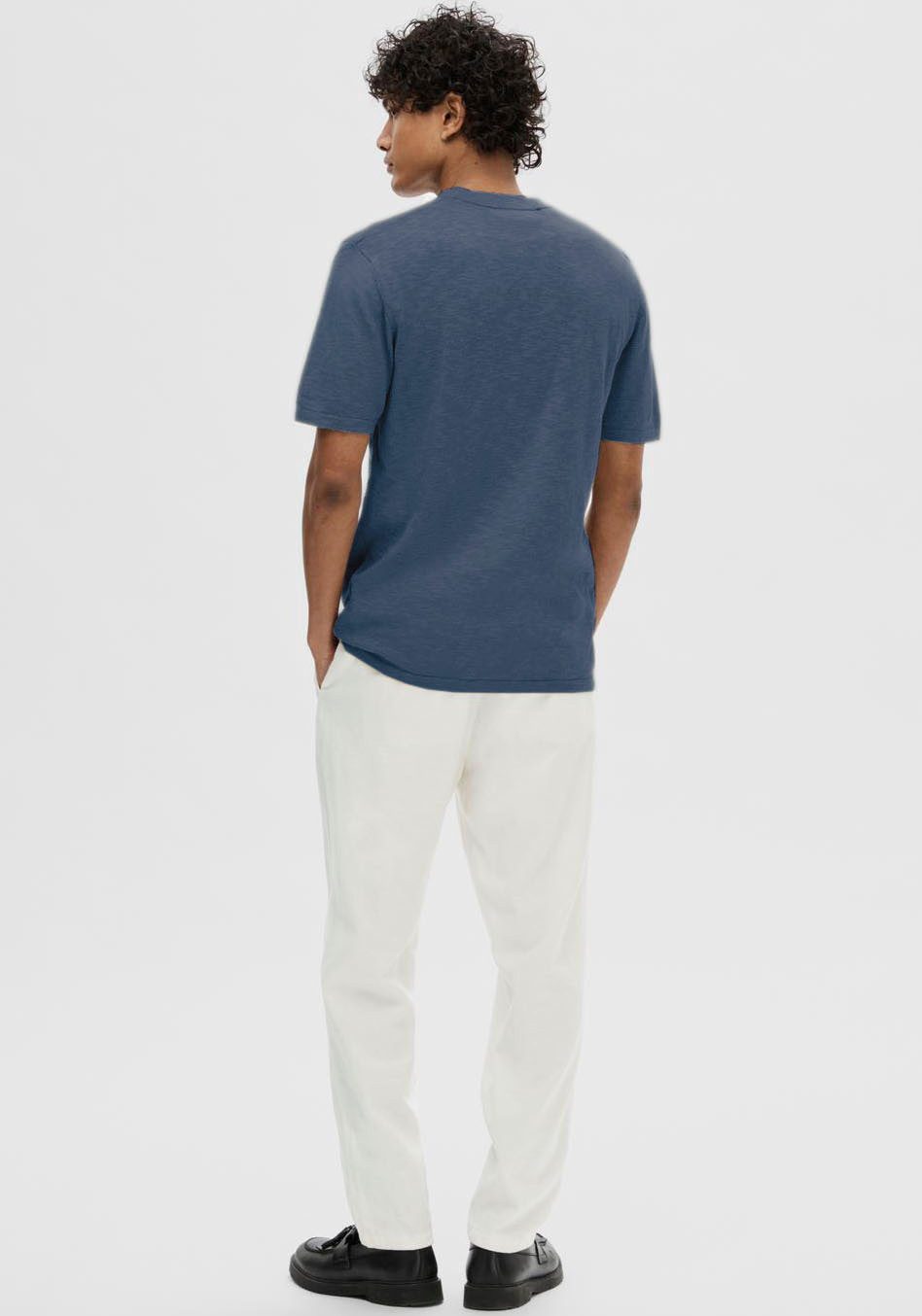 SELECTED HOMME Shirt met korte mouwen SLHBERG LINEN SS KNIT TEE NOOS