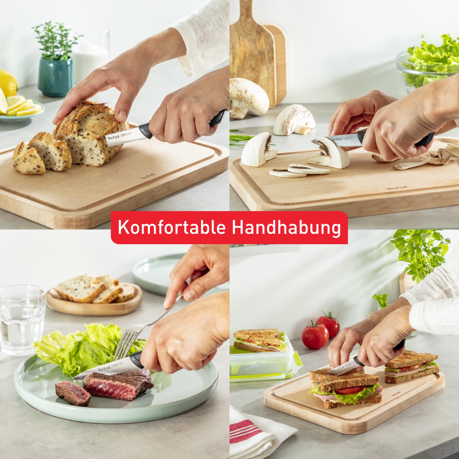 Tefal Messenset Colorfood voor alle dagelijkse voorbereidingen duits roestvrij staal, roestvrij, licht gestructureerde handgrepen, k2733s (set, 3-delig)
