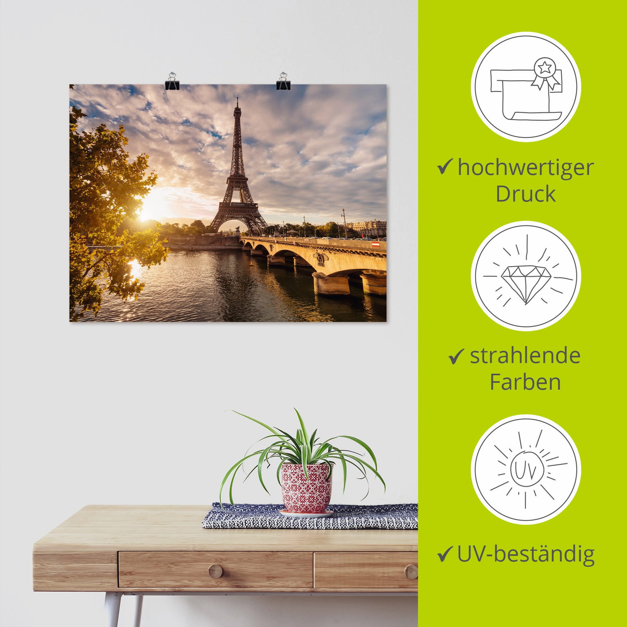 Artland Artprint Parijs Eiffeltoren II als artprint op linnen, poster, muursticker in verschillende maten