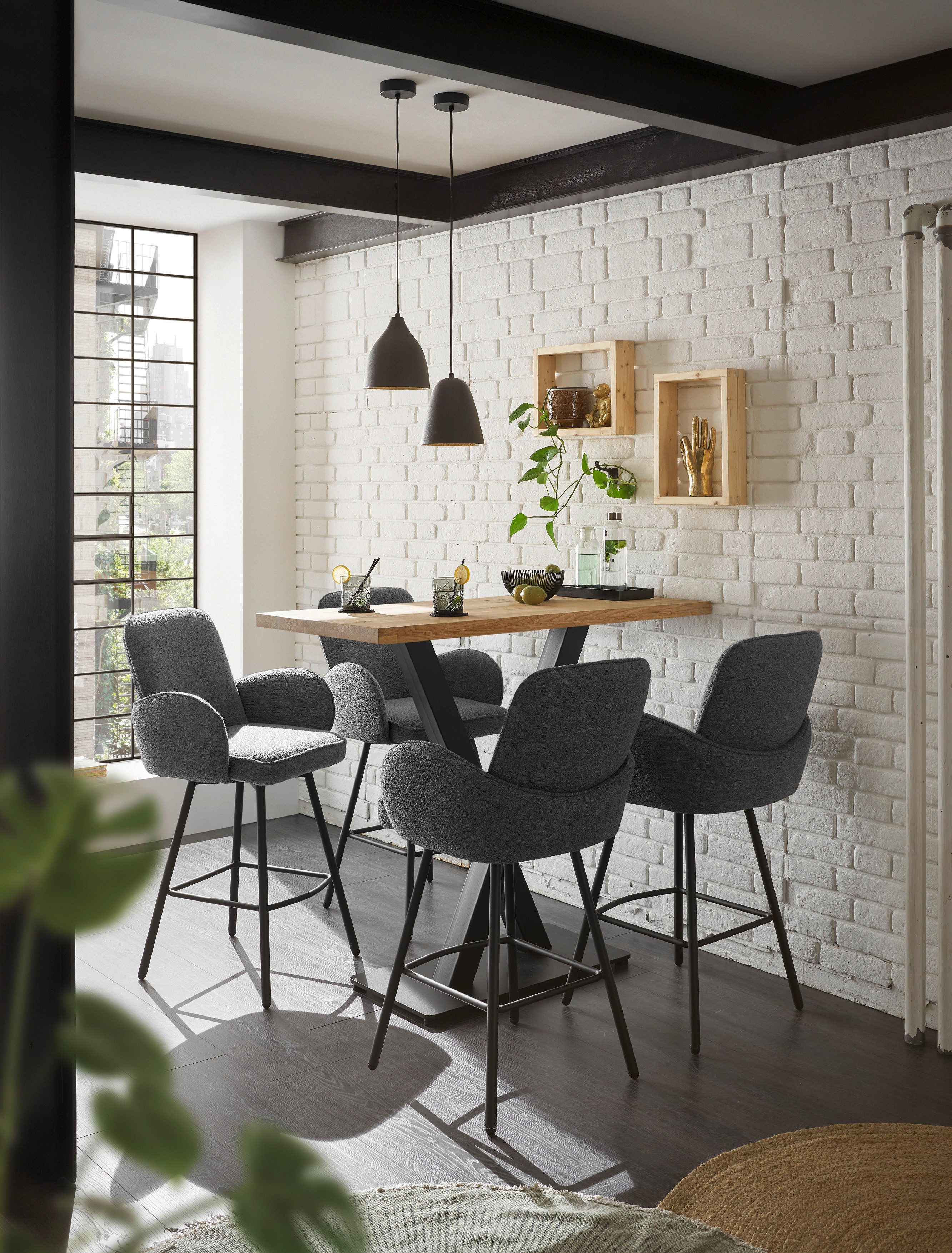 Stolkom Bartafel Duke eik massief hout geolied, hoge tafel BxHxD 120x104x60 cm