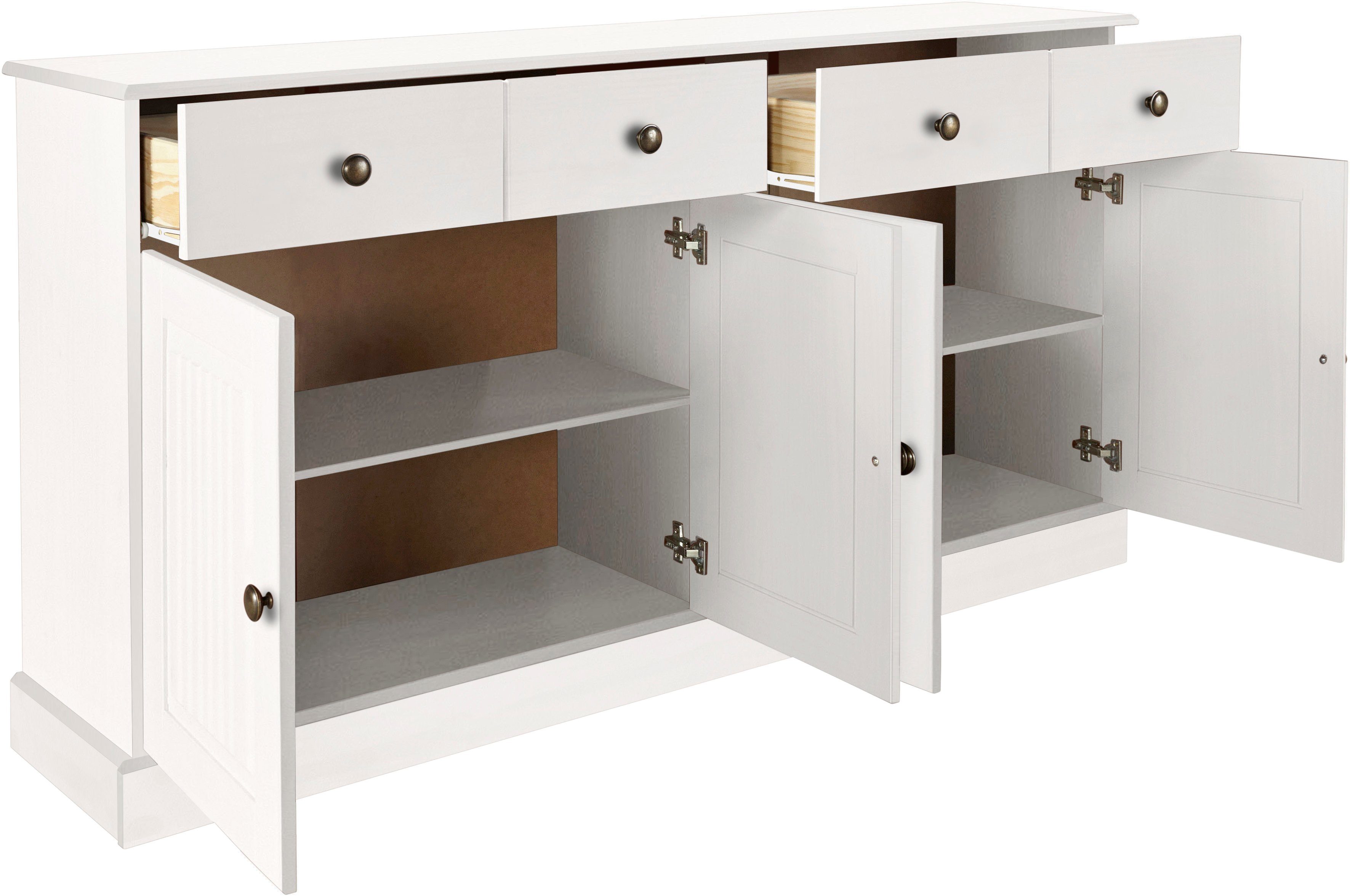 Home affaire Dressoir Liotta met 2 laden en 2 verstelbare planken, massief grenen