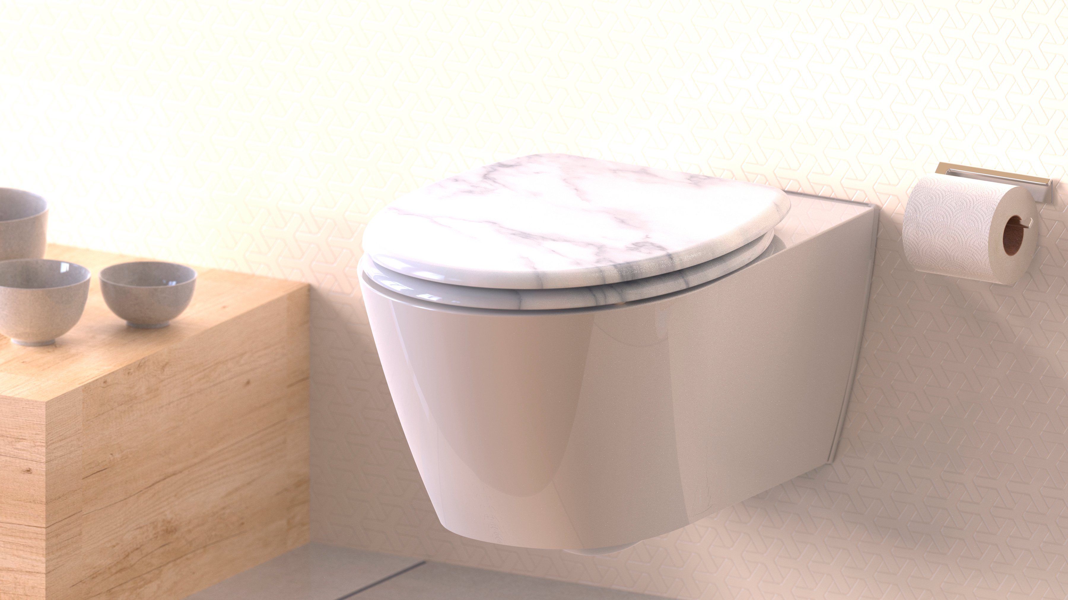 welltime Toiletzitting Marble afneembaar, softclosemechanisme, breukbestendig, duroplast, snelsluiting