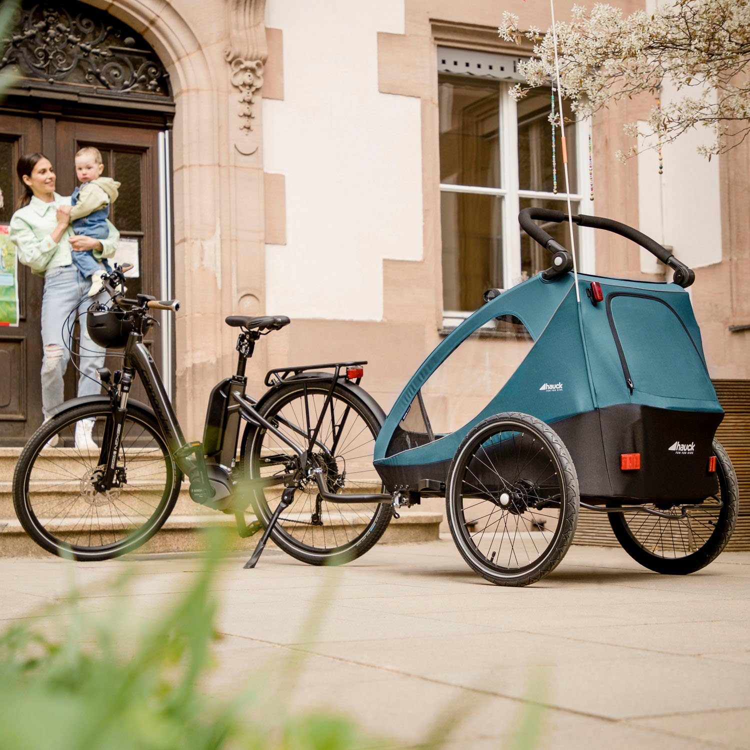 Hauck Kinderen fiets aanhanger 2in1 Bike Trailer und Buggy Dryk Duo, melange grey