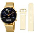lotus smartwatch 50041-1 (set, 2-delig, met verwisselbare armband van crèmekl. silicone) goud