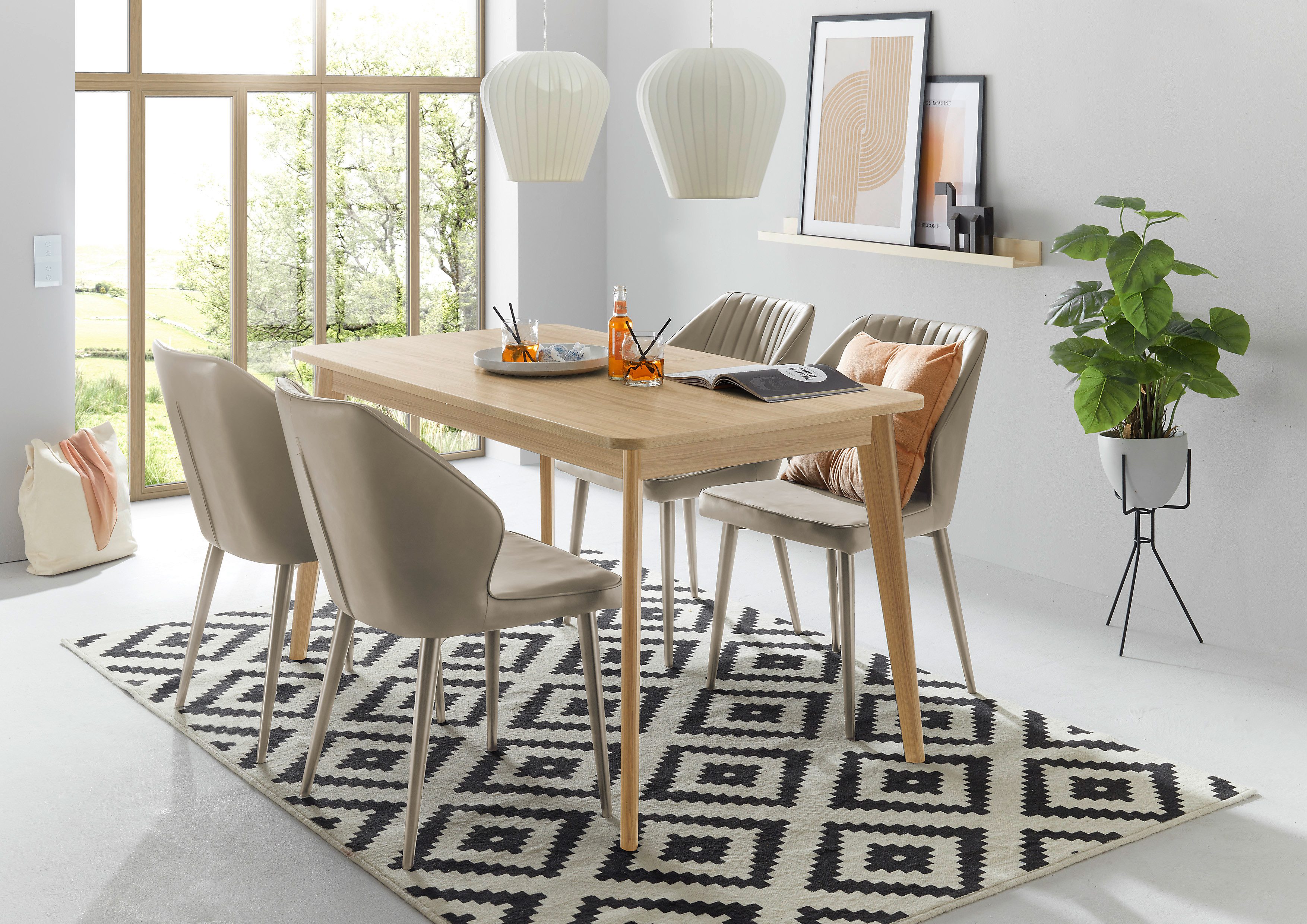 INOSIGN Eettafel Torge, tafel met uitschuiffunctie, keukentafel, salontafel scandinavische stijl, beschikbaar in drie kleuren, uitschuifbare eettafel (1 stuk)