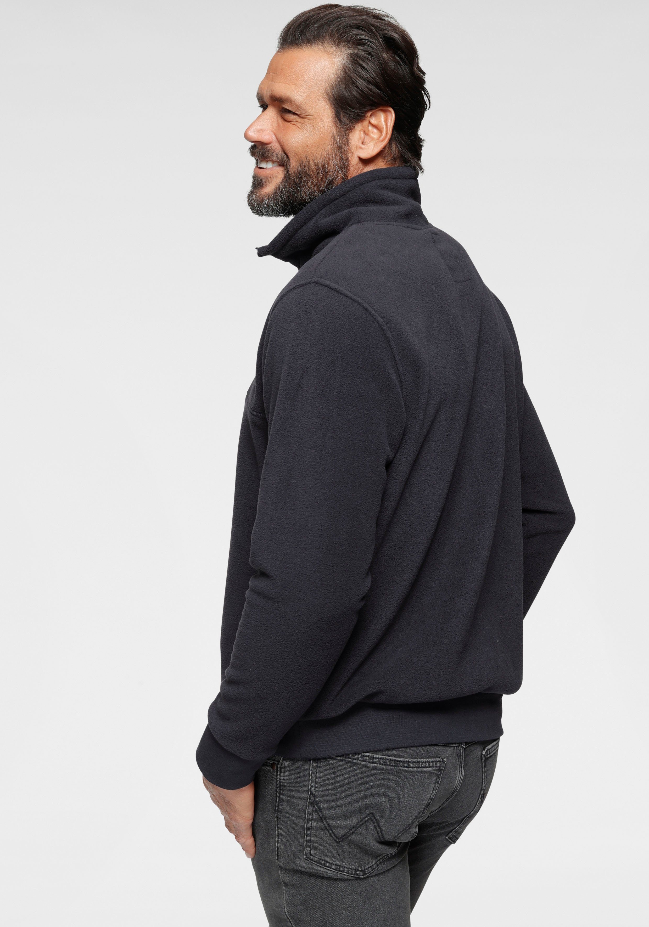 Man's World Fleecetrui Lange mouwen, met ribboordjes, met troyerkraag, voor athleisure looks