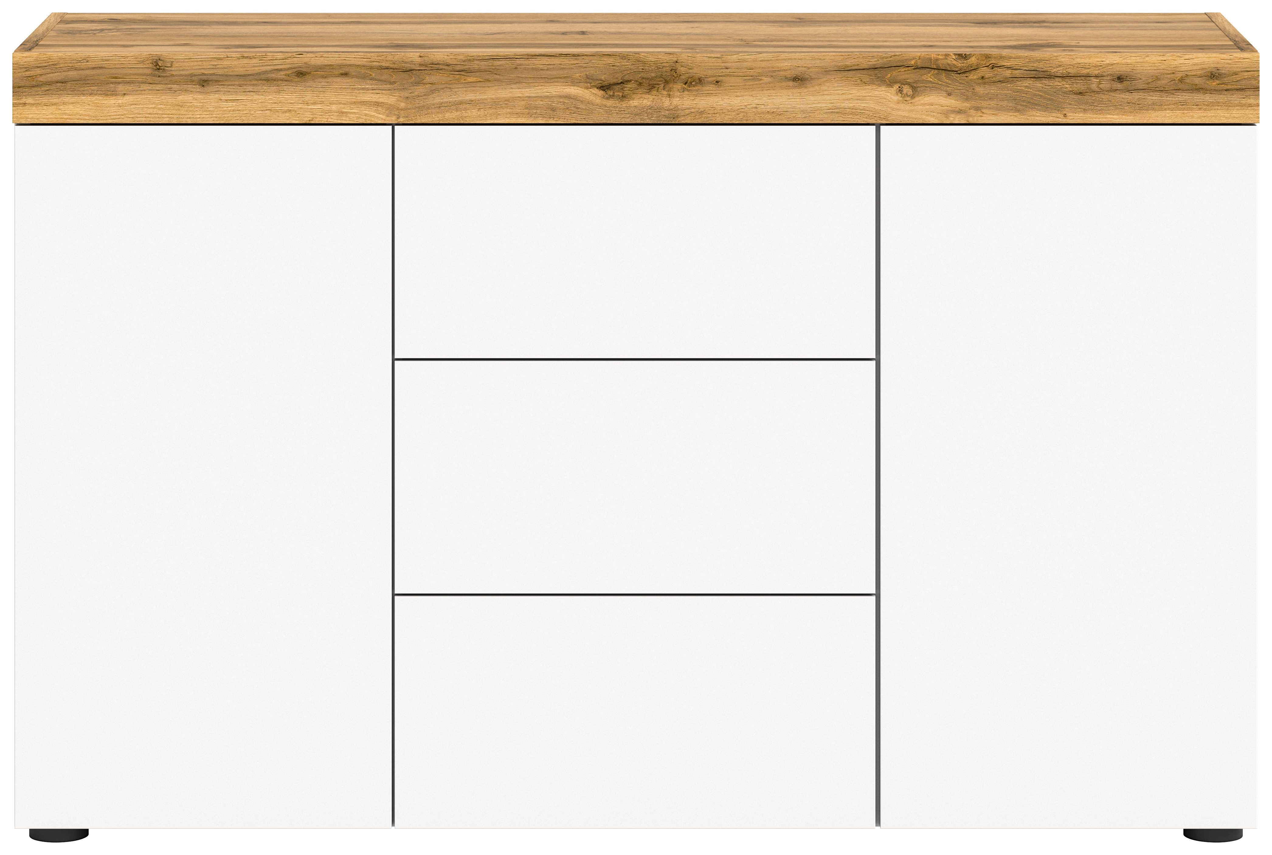 INOSIGN Dressoir Mambo, Breedte 125 cm, greeploze fronten, 2 Deuren, 3 Lades 2-kleurig, deuren met push to open, buffetkast, kast, commode, woonmeubel