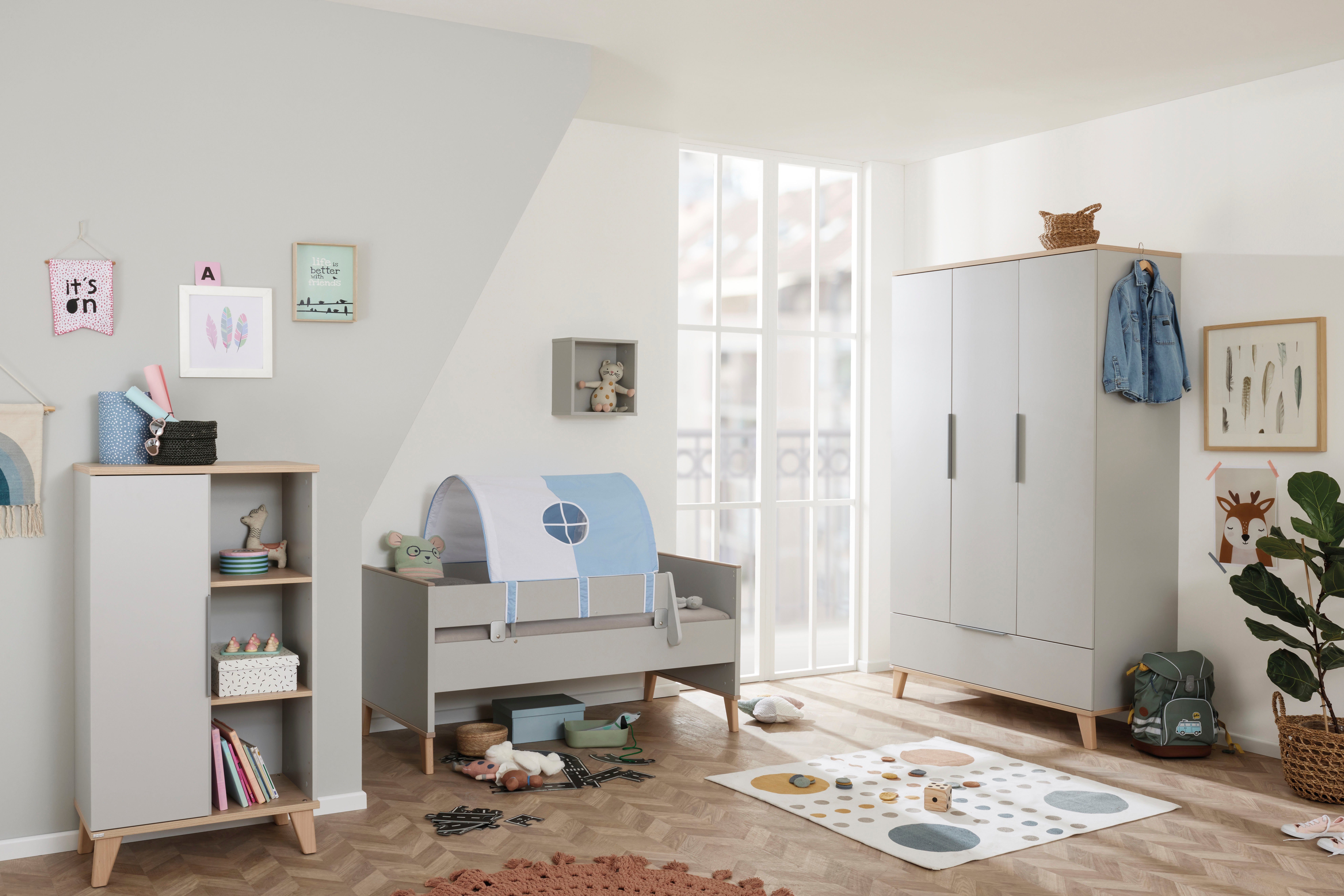 PAIDI Kinderwelten Kledingkast Fiene, kledingkast voor de kinderkamer veel opbergruimte met legplanken en kledingstangen
