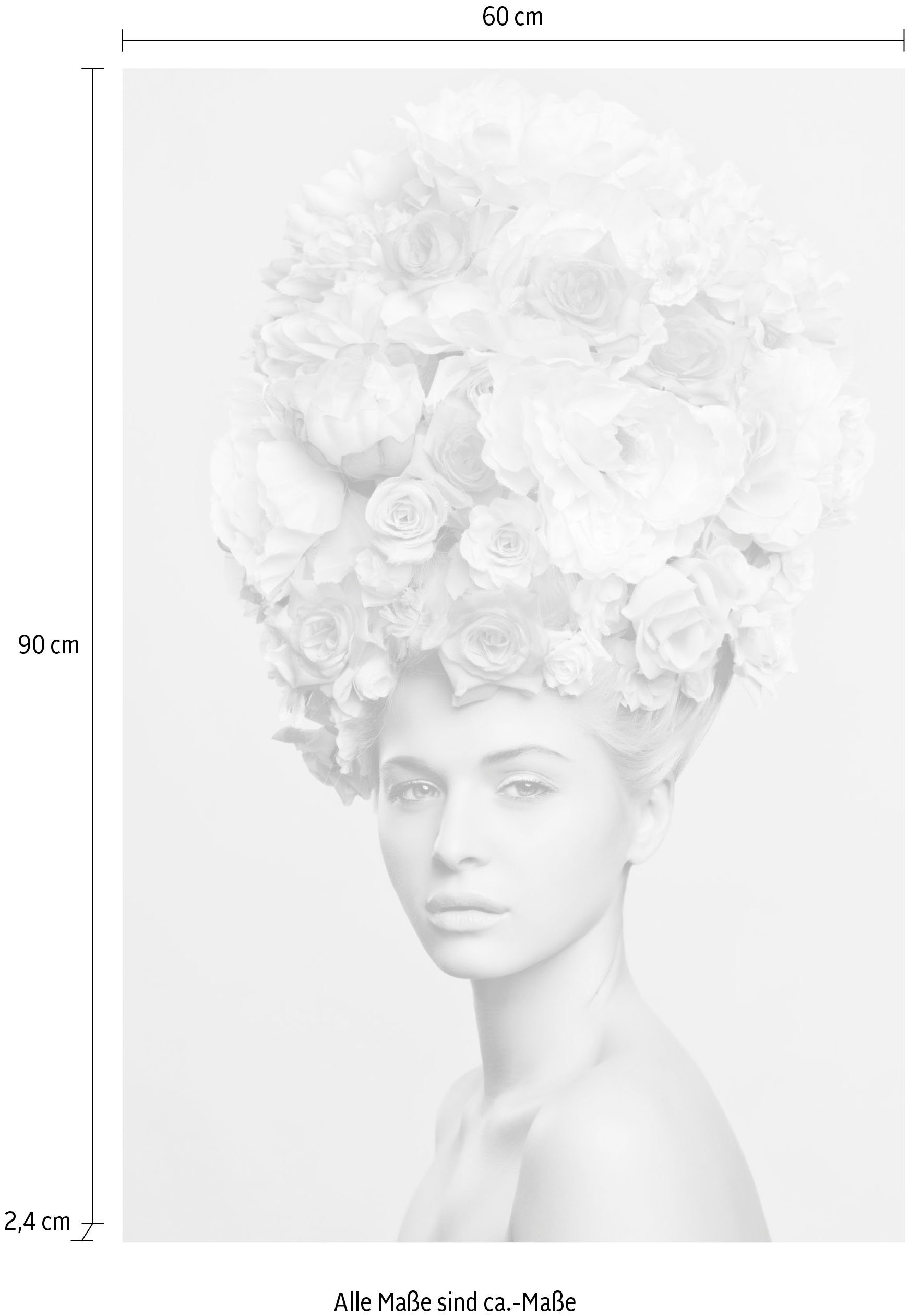 queence Artprint op acrylglas Vrouw met bloemenhoed Fine Art-print in galeriekwaliteit