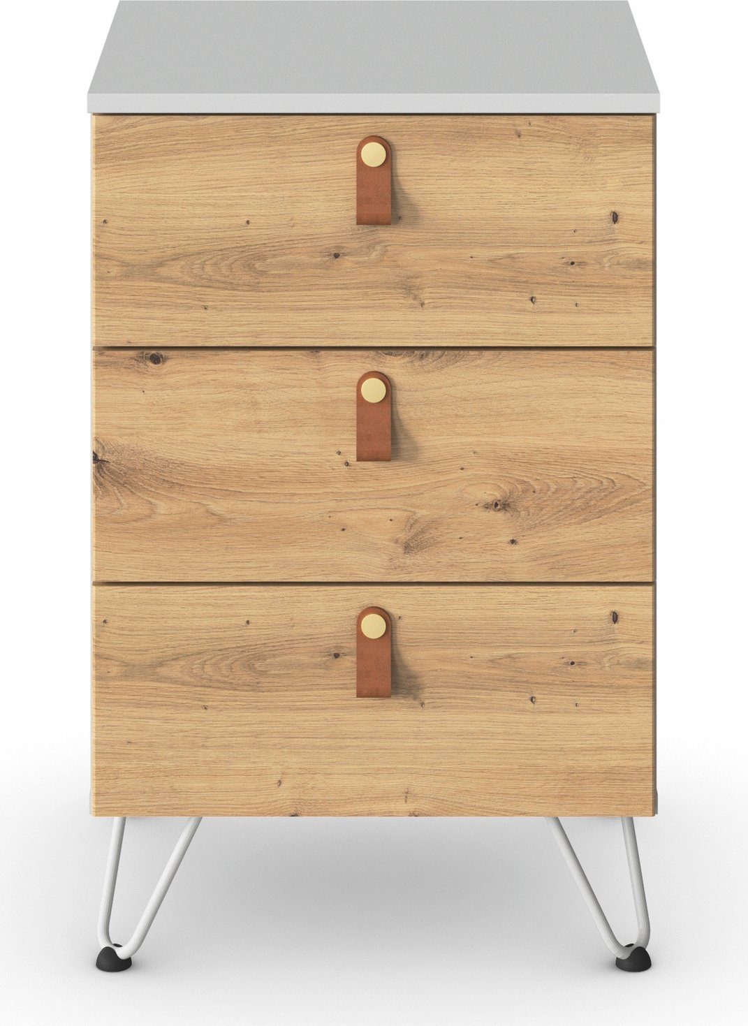rauch Nachtkastje Homey by Aditio met handgrepen in leer, 3 lades met softclose-functie