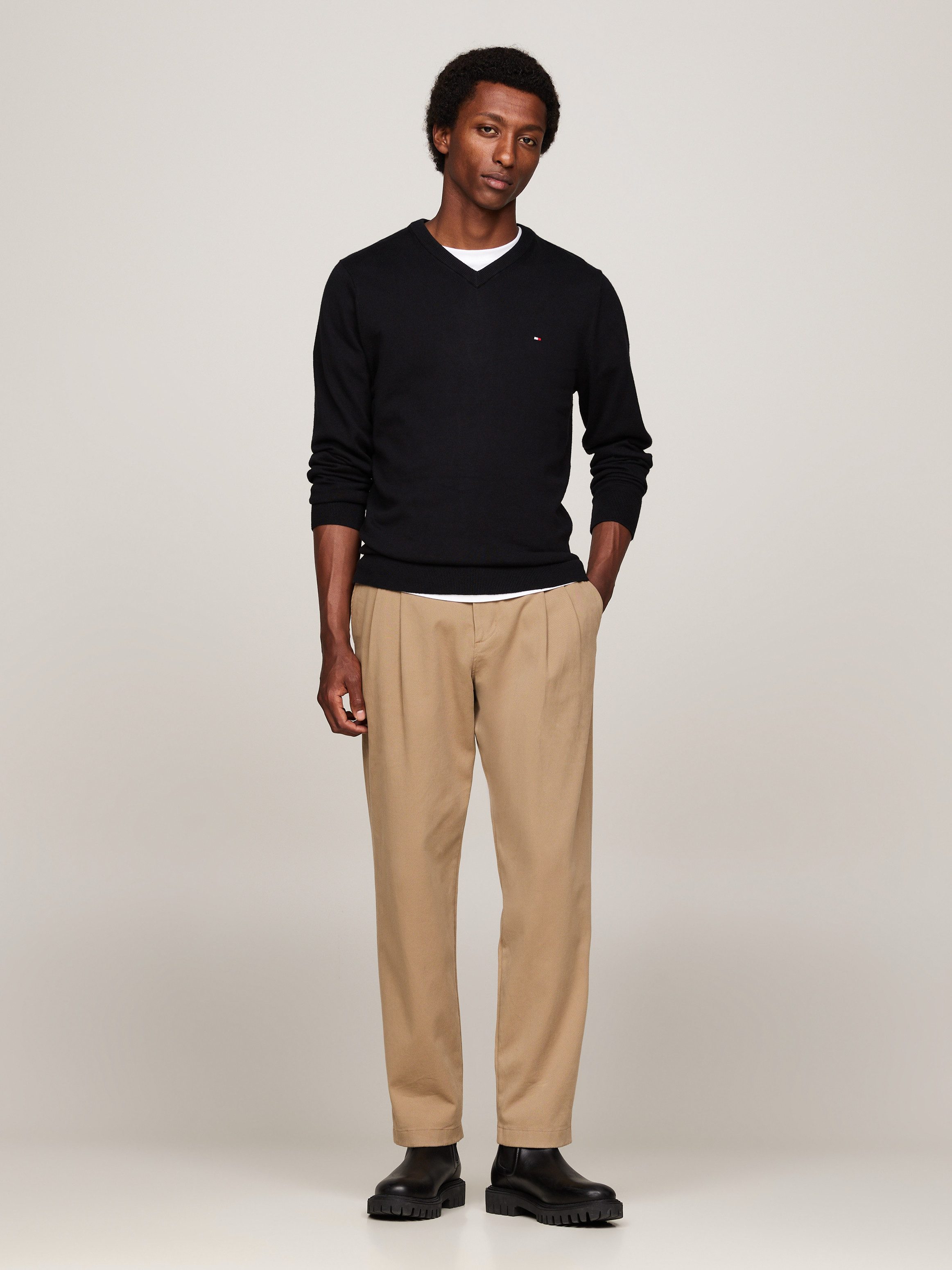 Tommy Hilfiger Trui met V-hals PIMA ORG CTN CASHMERE V NECK
