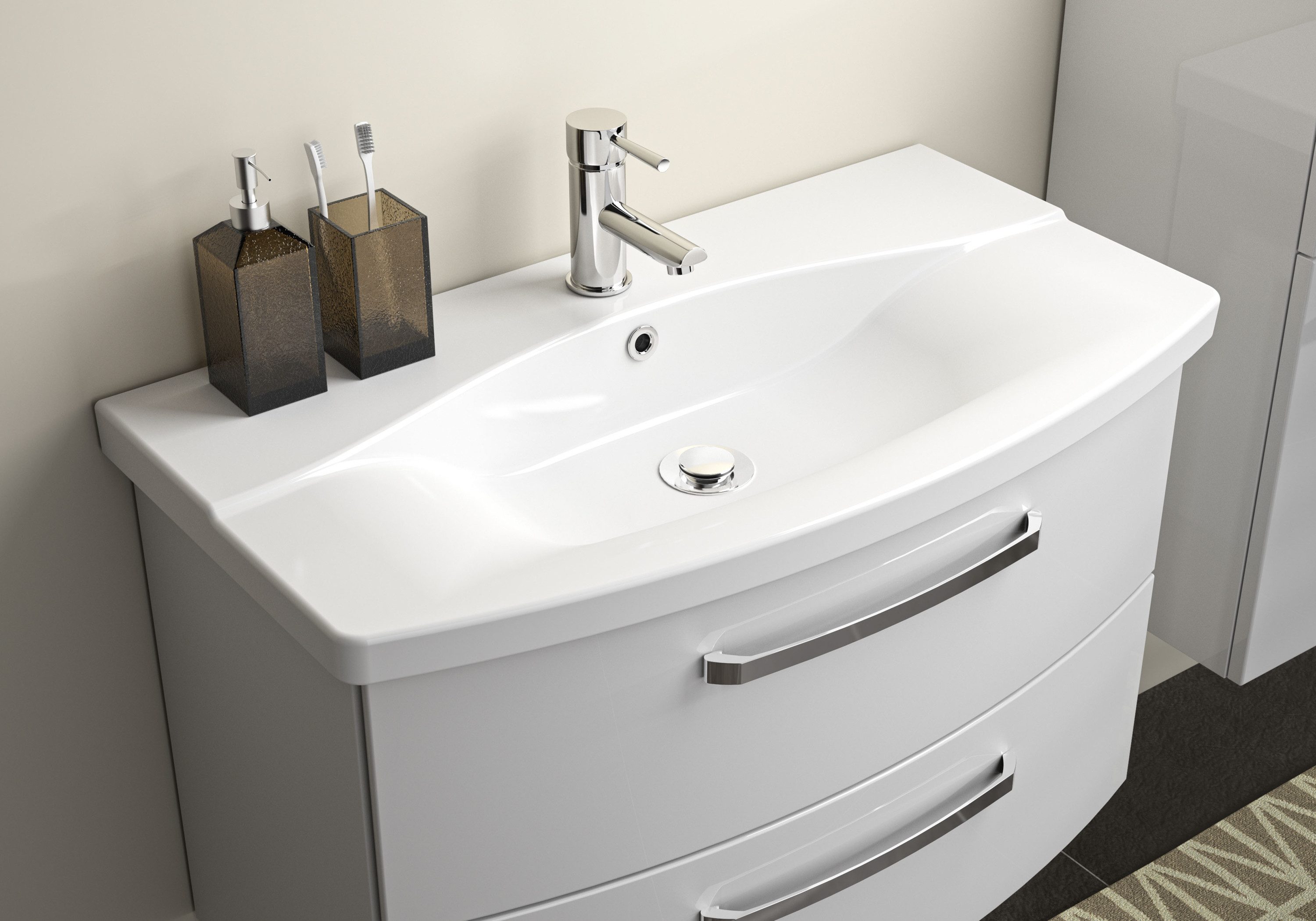 Saphir Wastafelonderkast Serie 4010 keramische wastafel met onderkast, 84 cm breed