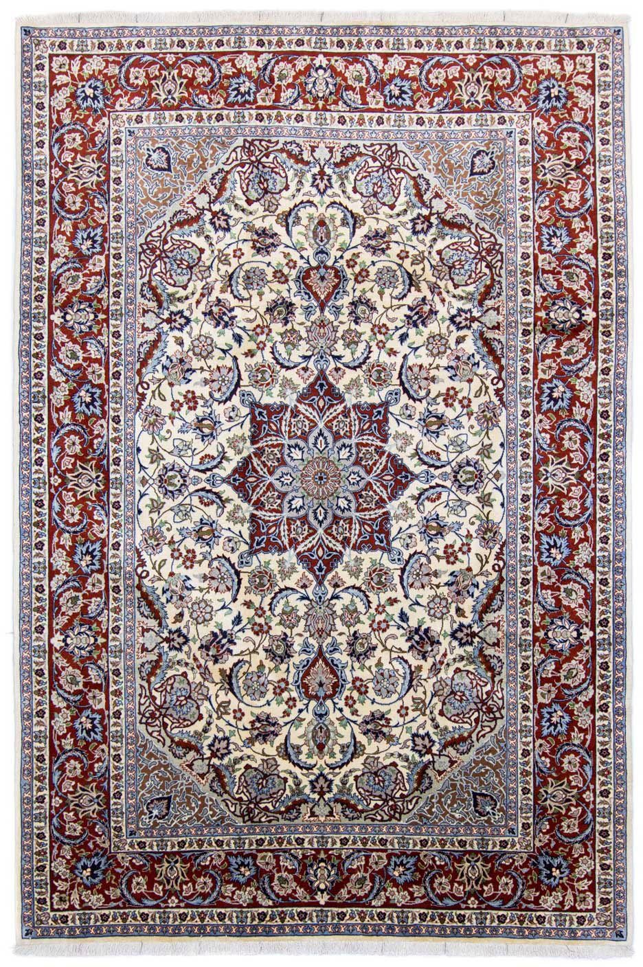 morgenland Wollen kleed Isfahan medaillon Bianco naturale 304 x 206 cm Uniek exemplaar met certificaat