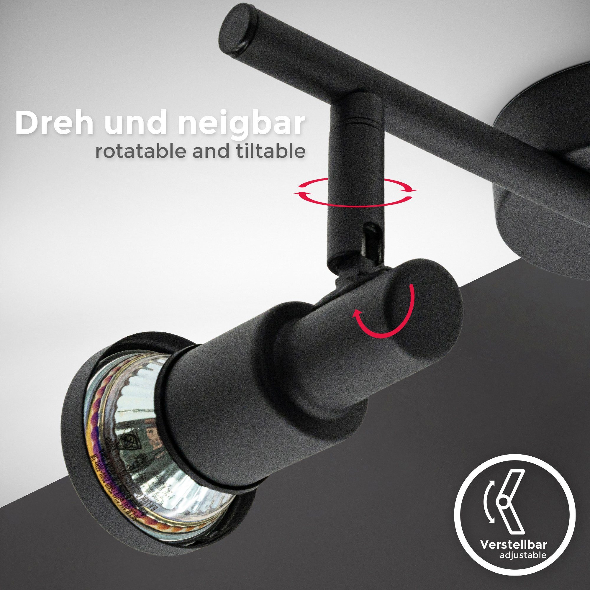 B.K.Licht Plafondspotje BK_DS1549 LED badkamer plafondlamp, incl. gloeilamp, warm wit licht (1 stuk)