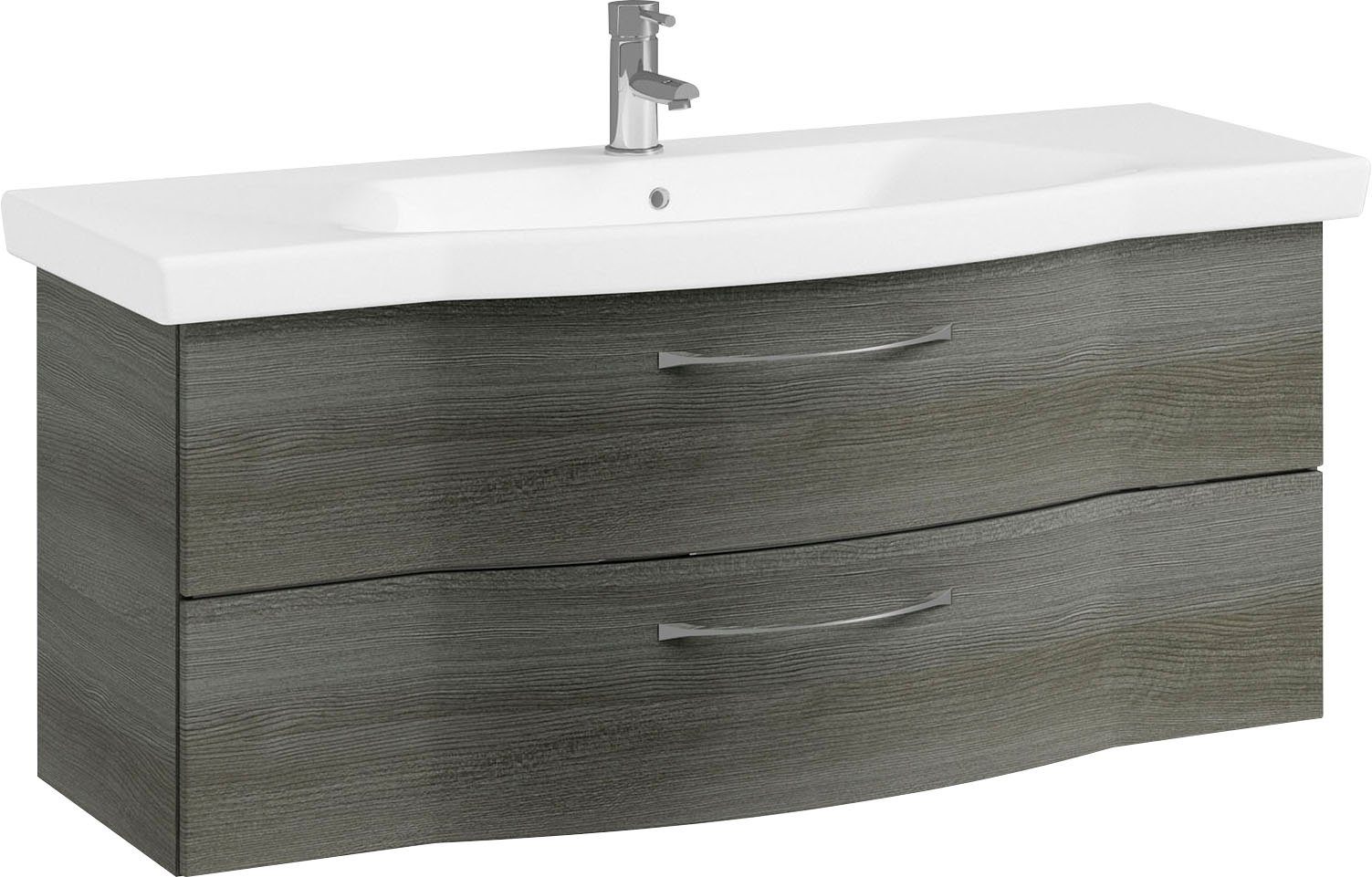 Saphir Badkamerserie 6005 sprint keramiek-wastafelonderkast met onderkast, 122 cm breed Wastafelmeubel inclusief deurdemper, 2 laden, wastafelonderkast set (1 stuk)