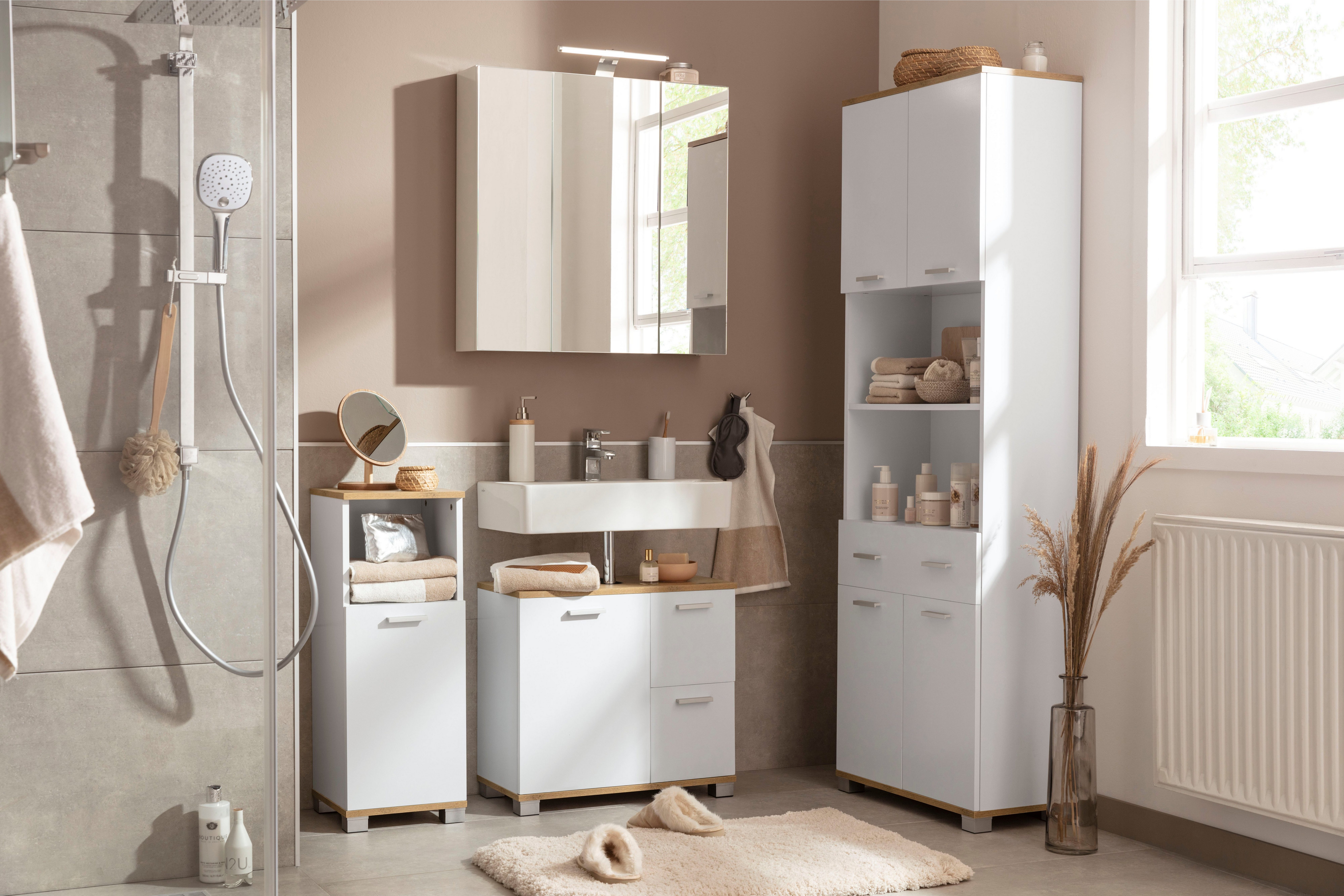 Schildmeyer Spiegelkast Roma Breedte 70 cm, 3-deurs, ledverlichting, schakelaar-/stekkerdoos