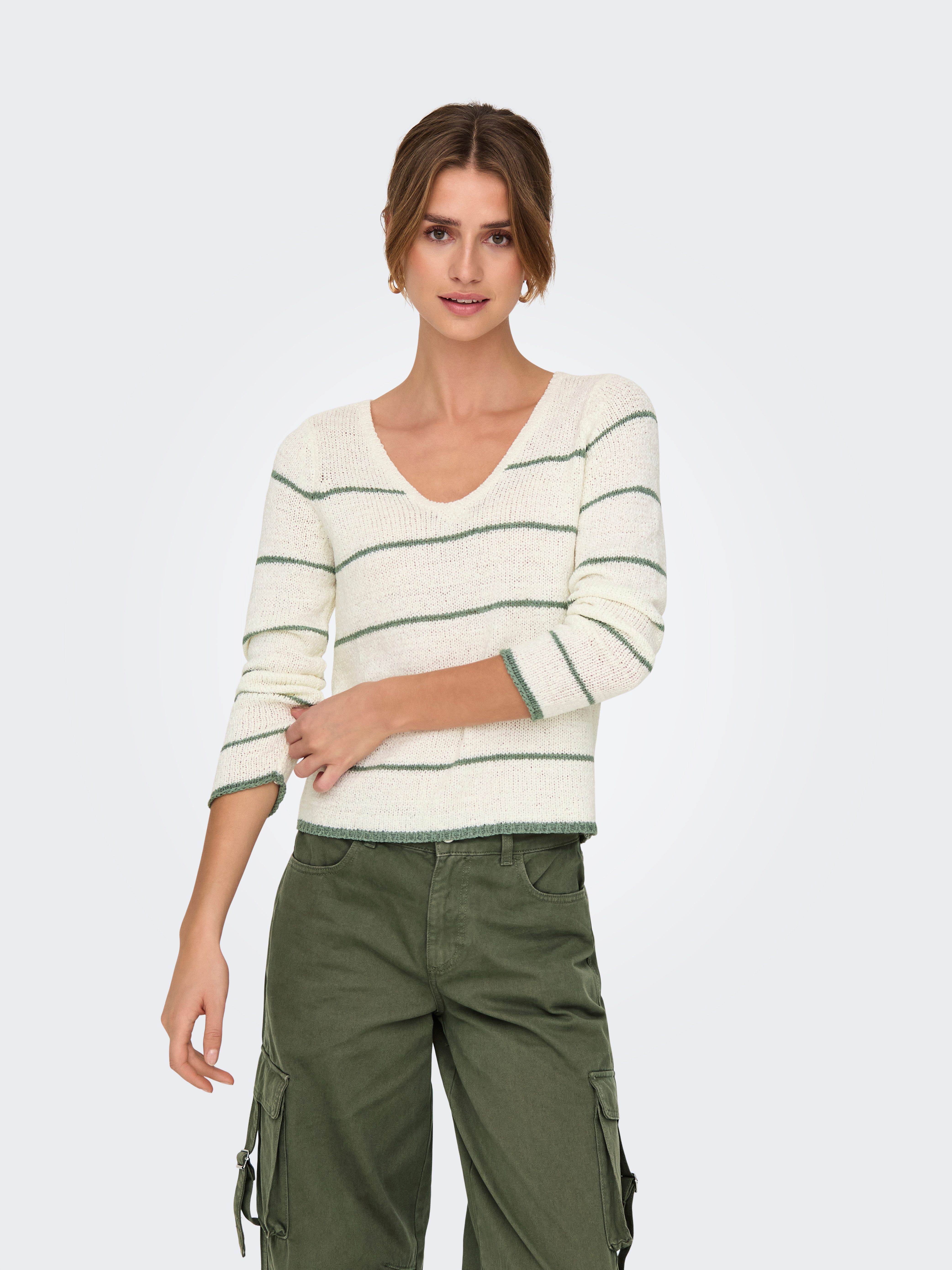 Only Trui met V-hals ONLGEENA L/S V-NECK KNT NOOS