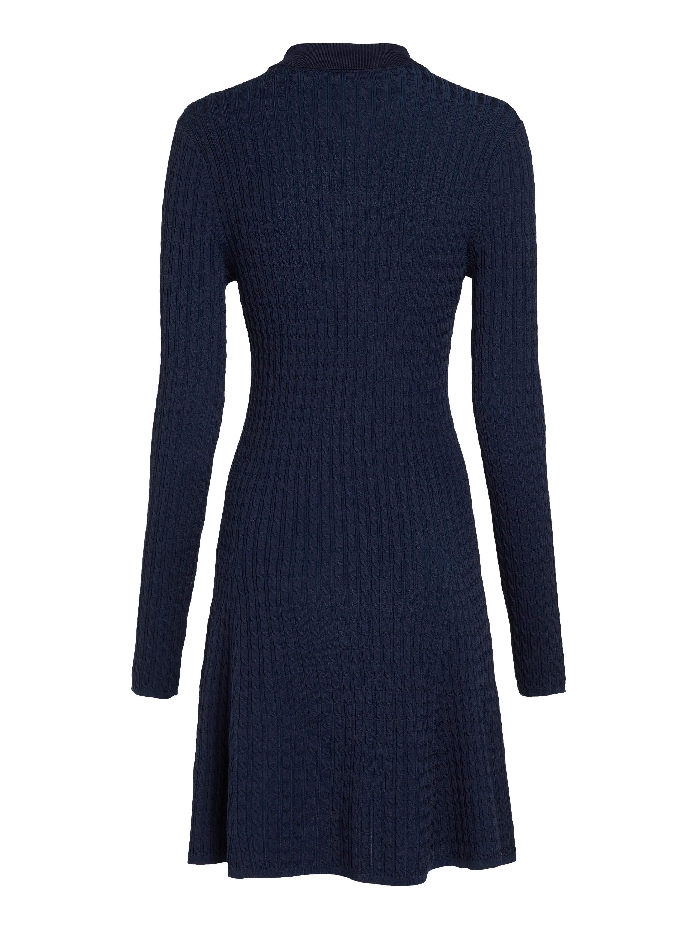 Tommy Hilfiger Gebreide jurk RAYON CABLE F&F LS MIDI DRESS met kabelpatroon, metalen label